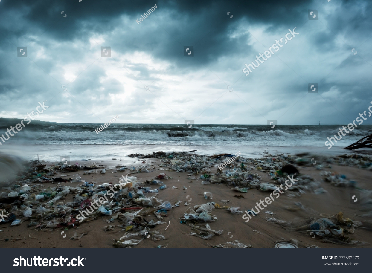 Garbage On Beach Environmental Pollution Bali Stock Photo 777832279 ...