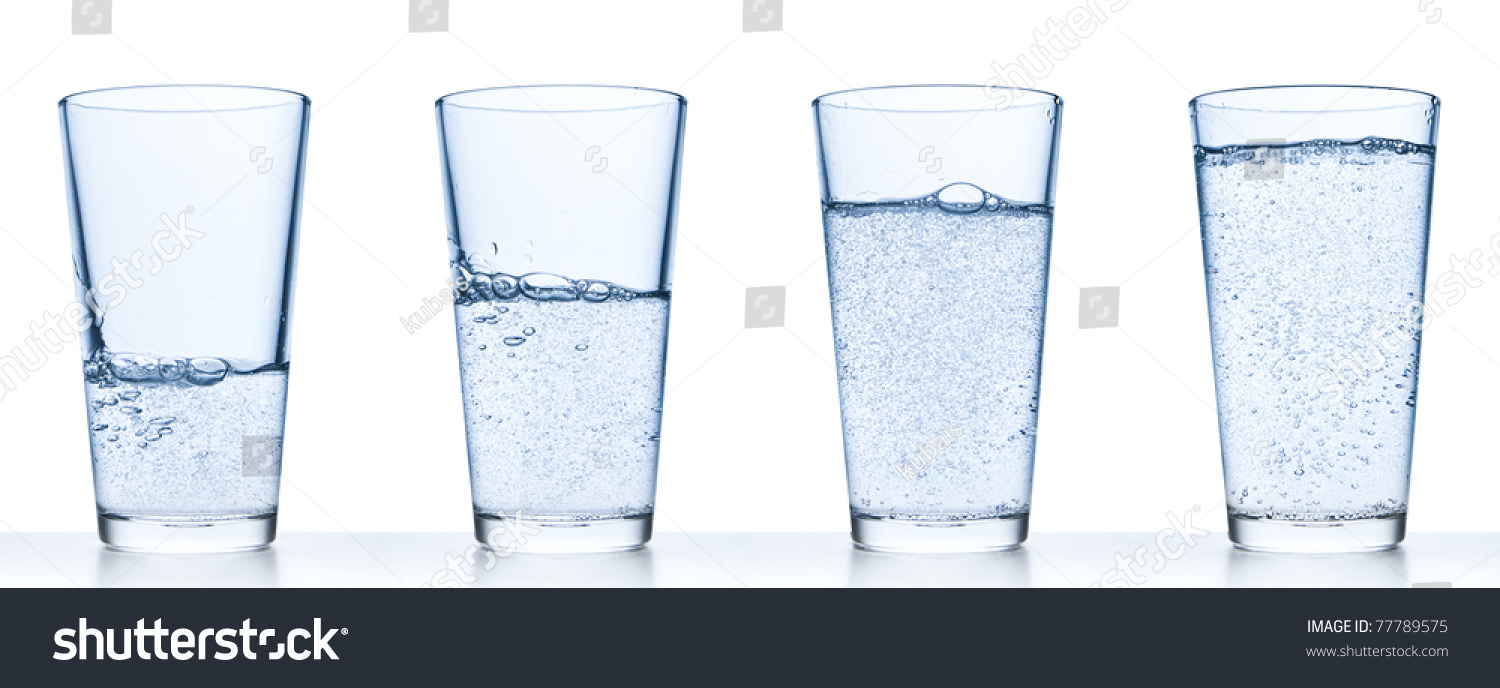 Set Glasses Filled Water On White Stock Photo 77789575 | Shutterstock