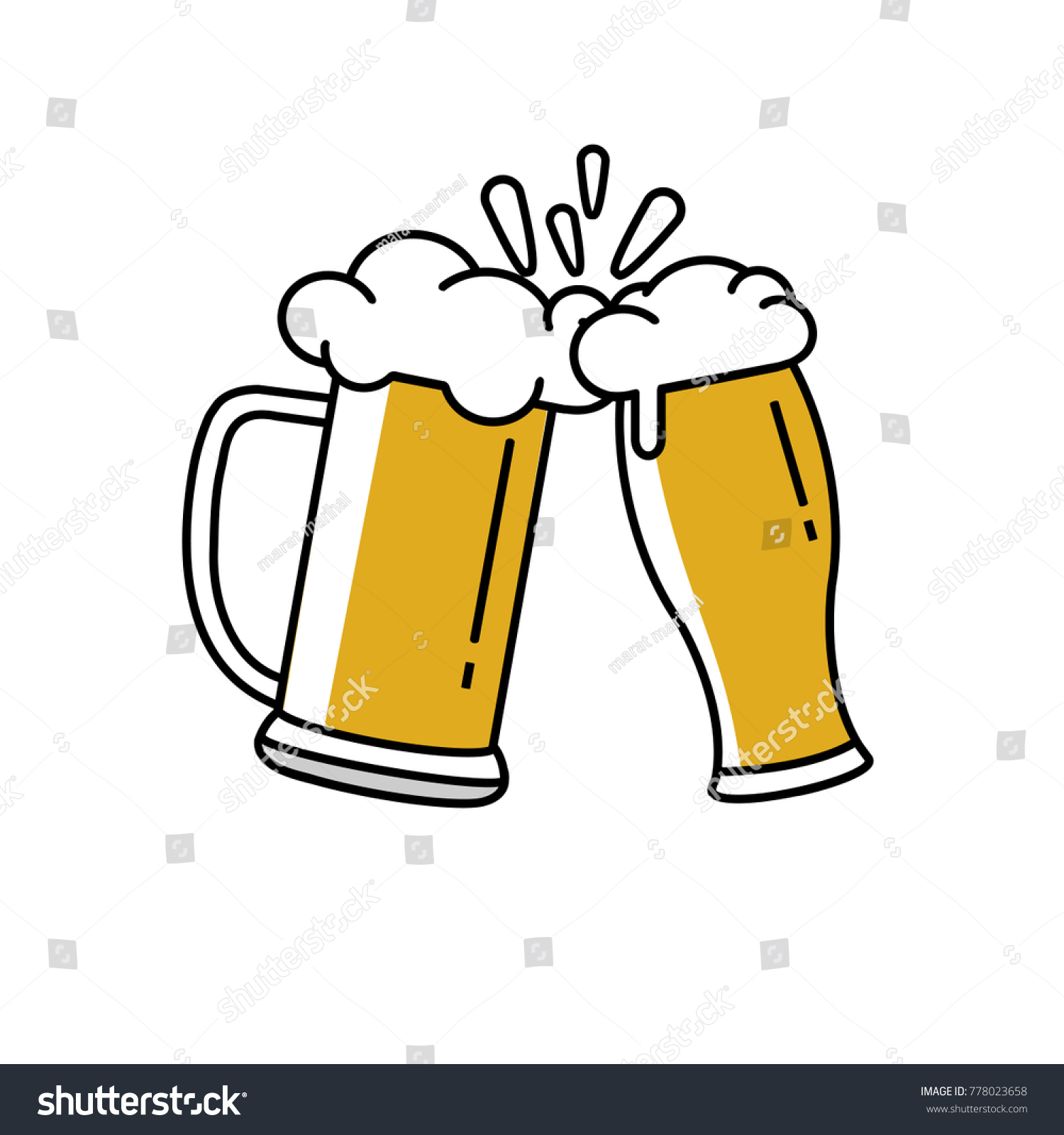 Vector Illustration Toasting Beer Mug Beer Stock Vector (Royalty Free ...