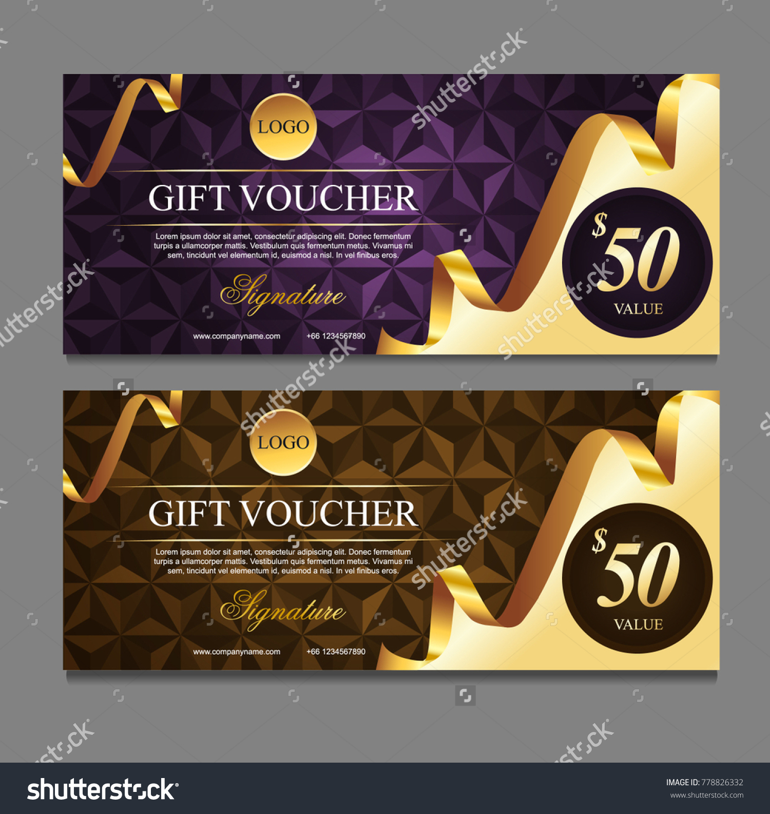 Voucher Template Gold Certificate Background Design Stock Vector ...