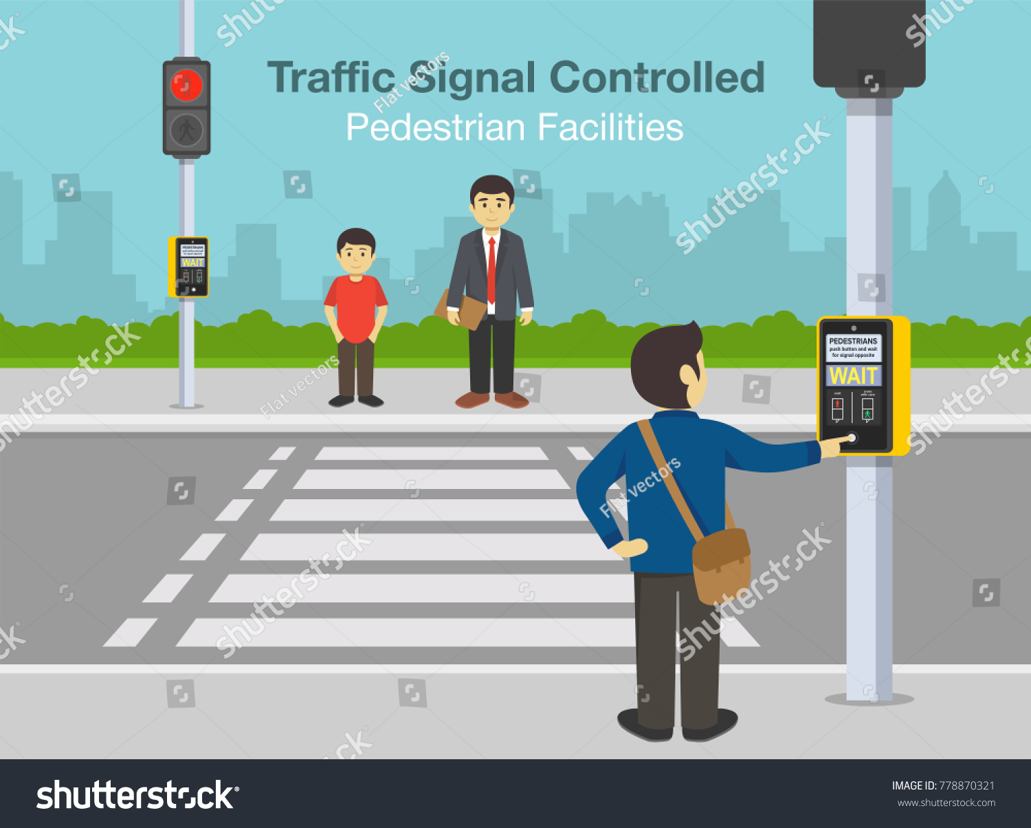 Parking Meter Traffic Lights pavement pedestrian Crossing Traffic Warden