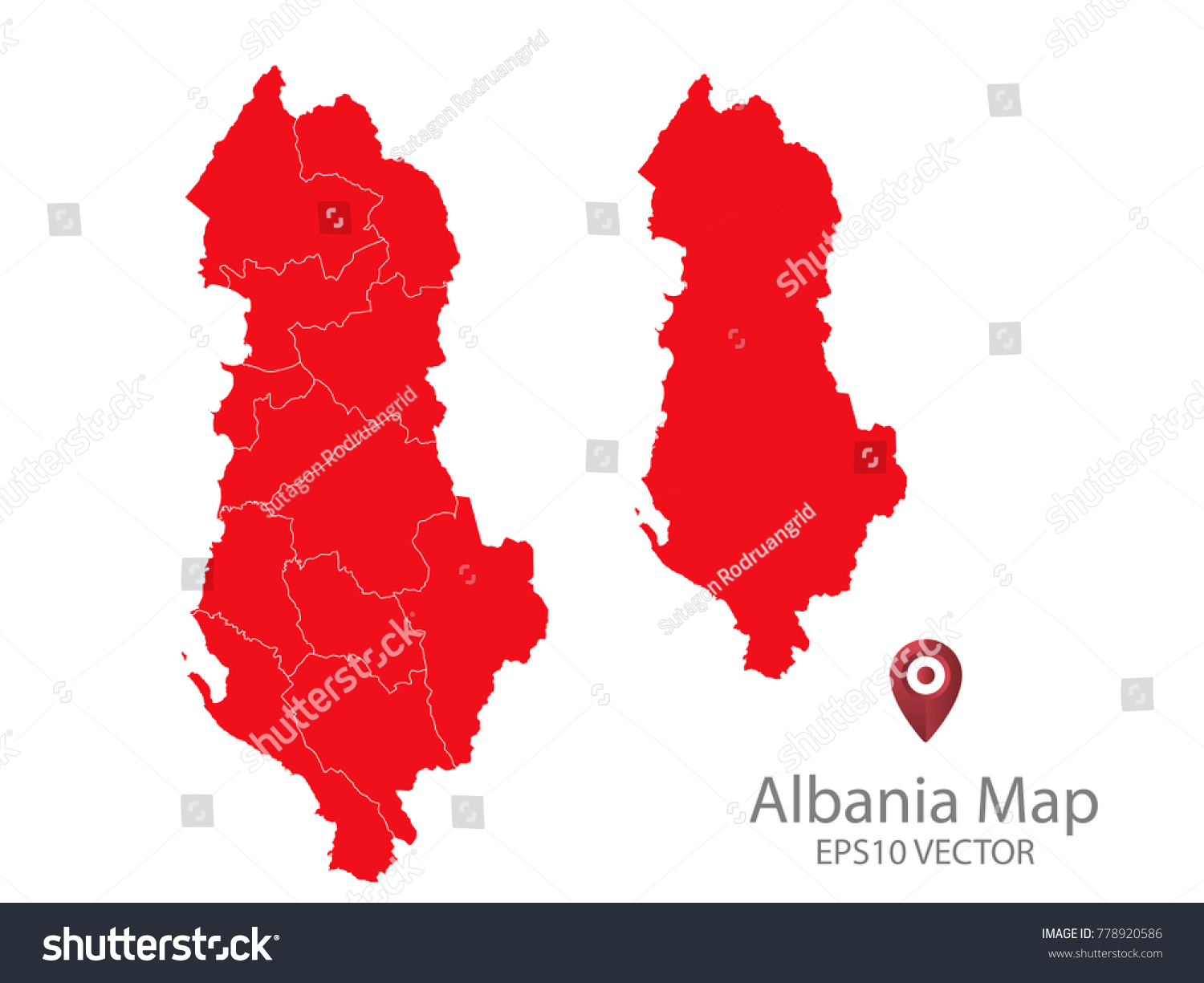 Couple Set Mapred Map Albaniavector Eps10 Stock Vector Royalty Free