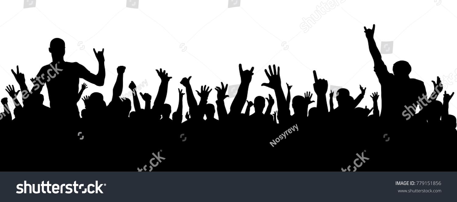 Rock Concert Silhouette Crowd People Party Stock Vector (Royalty Free ...