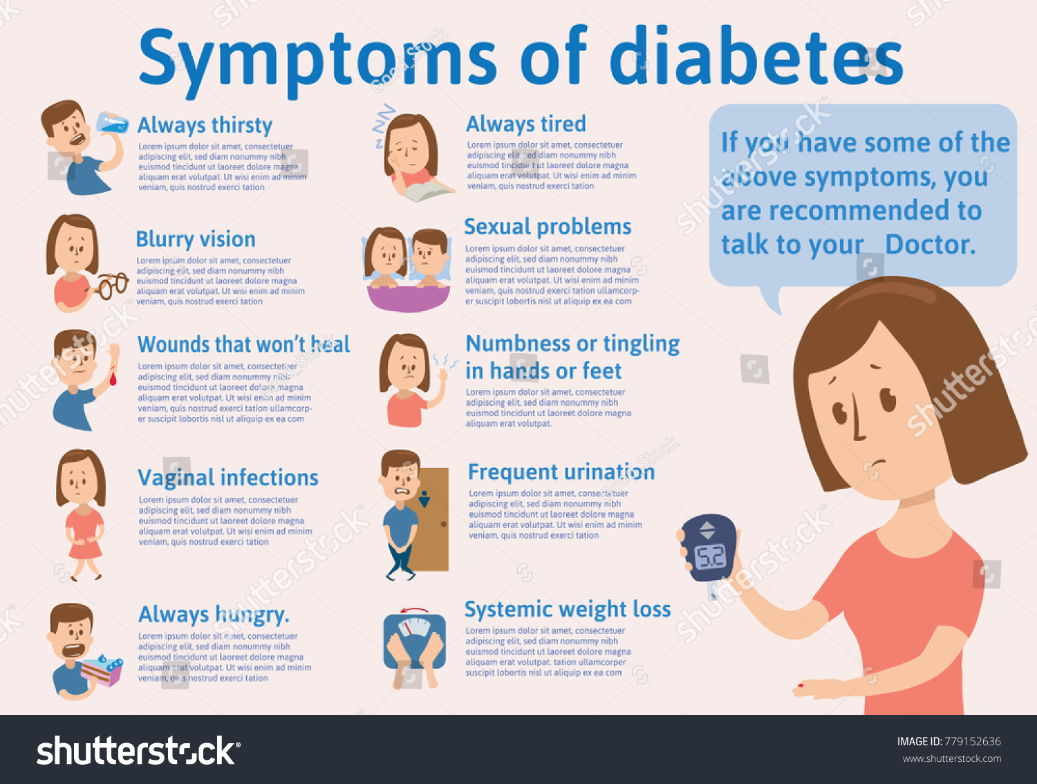 Symtoms Diabetes On Template Infochart Text Stock Illustration ...