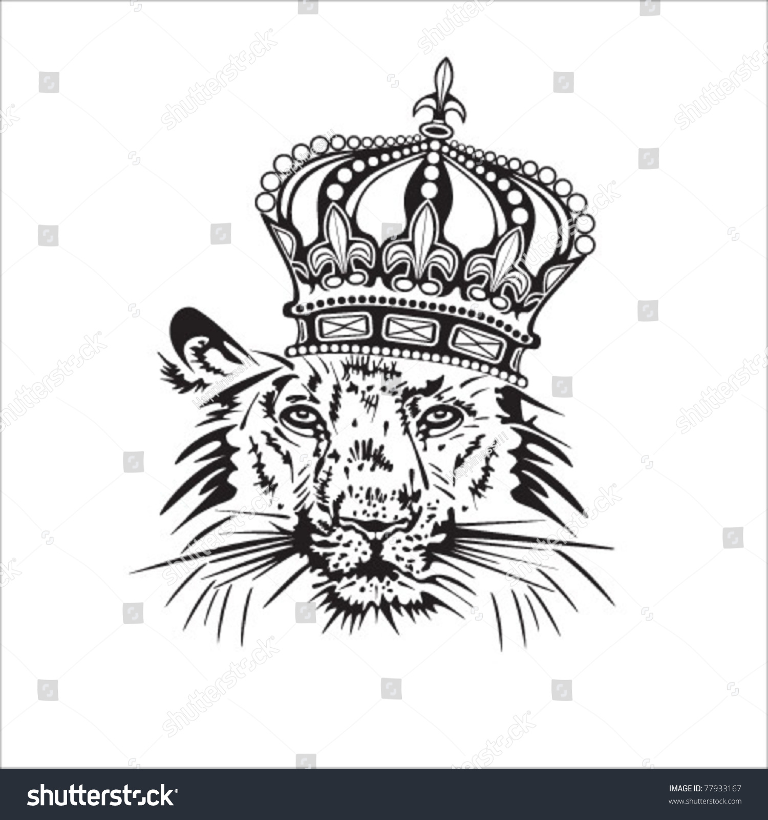 Тигр с короной чб