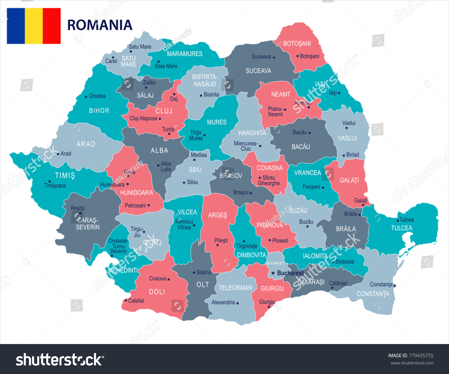 Romania Map Flag High Detailed Vector Stock Vector (Royalty Free ...