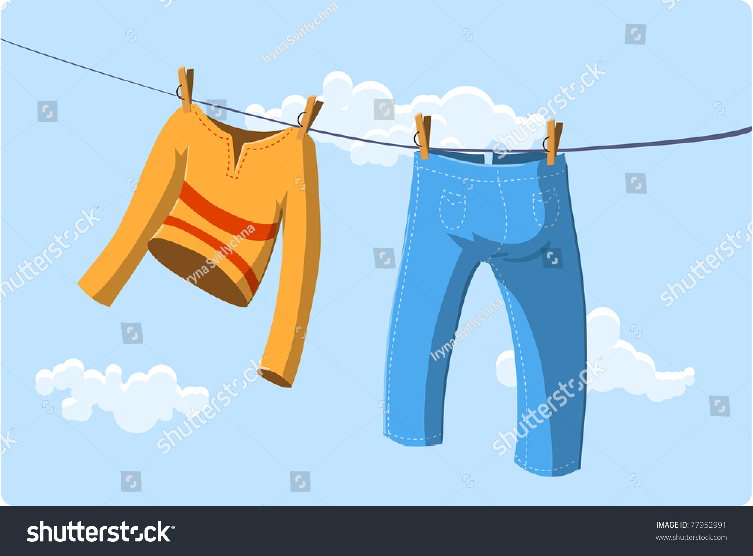 Illustration Clothes Drying Stock Vector (Royalty Free) 77952991 ...