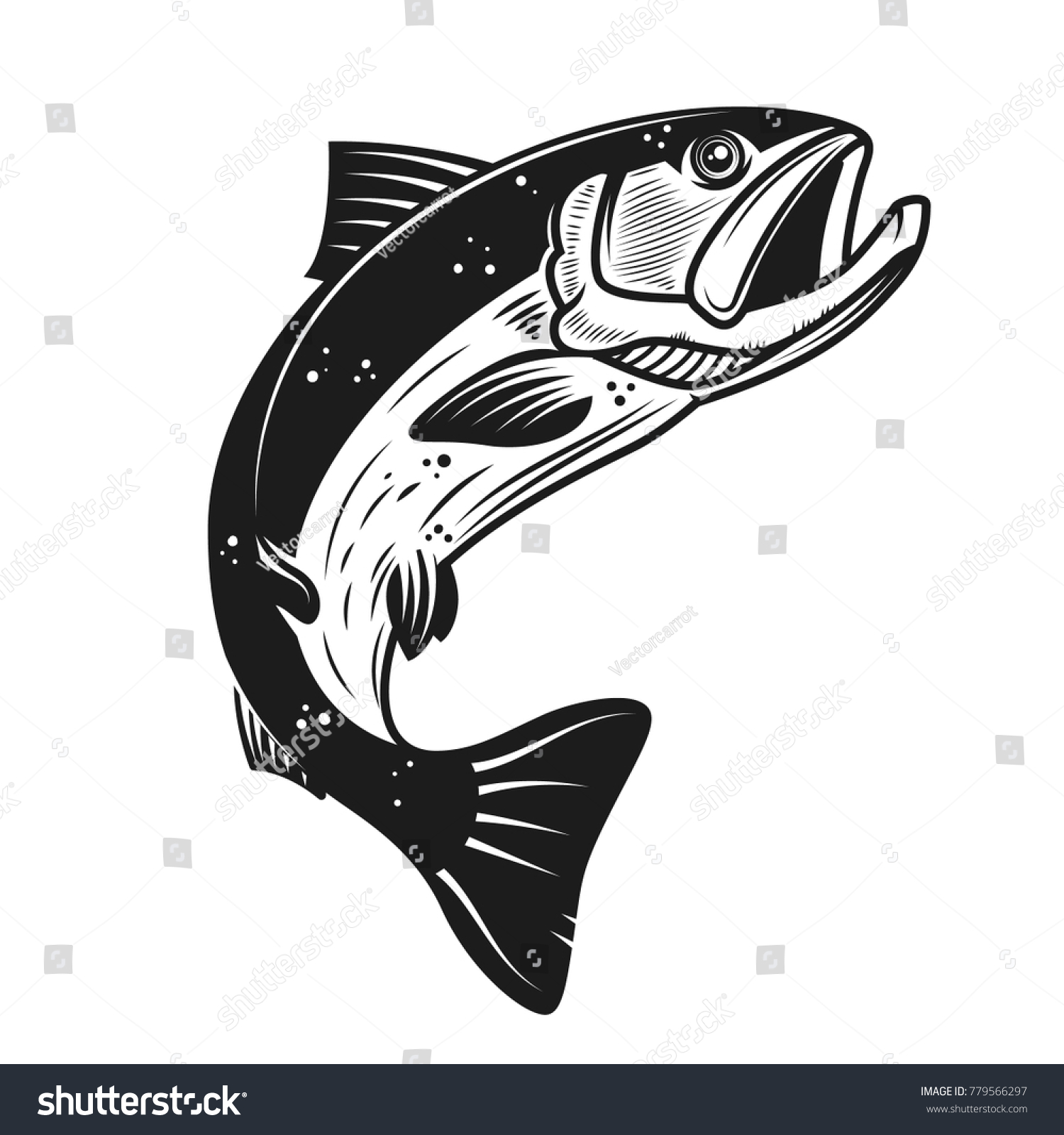 Salmon Icon Isolated On White Background Stock Vector (Royalty Free ...