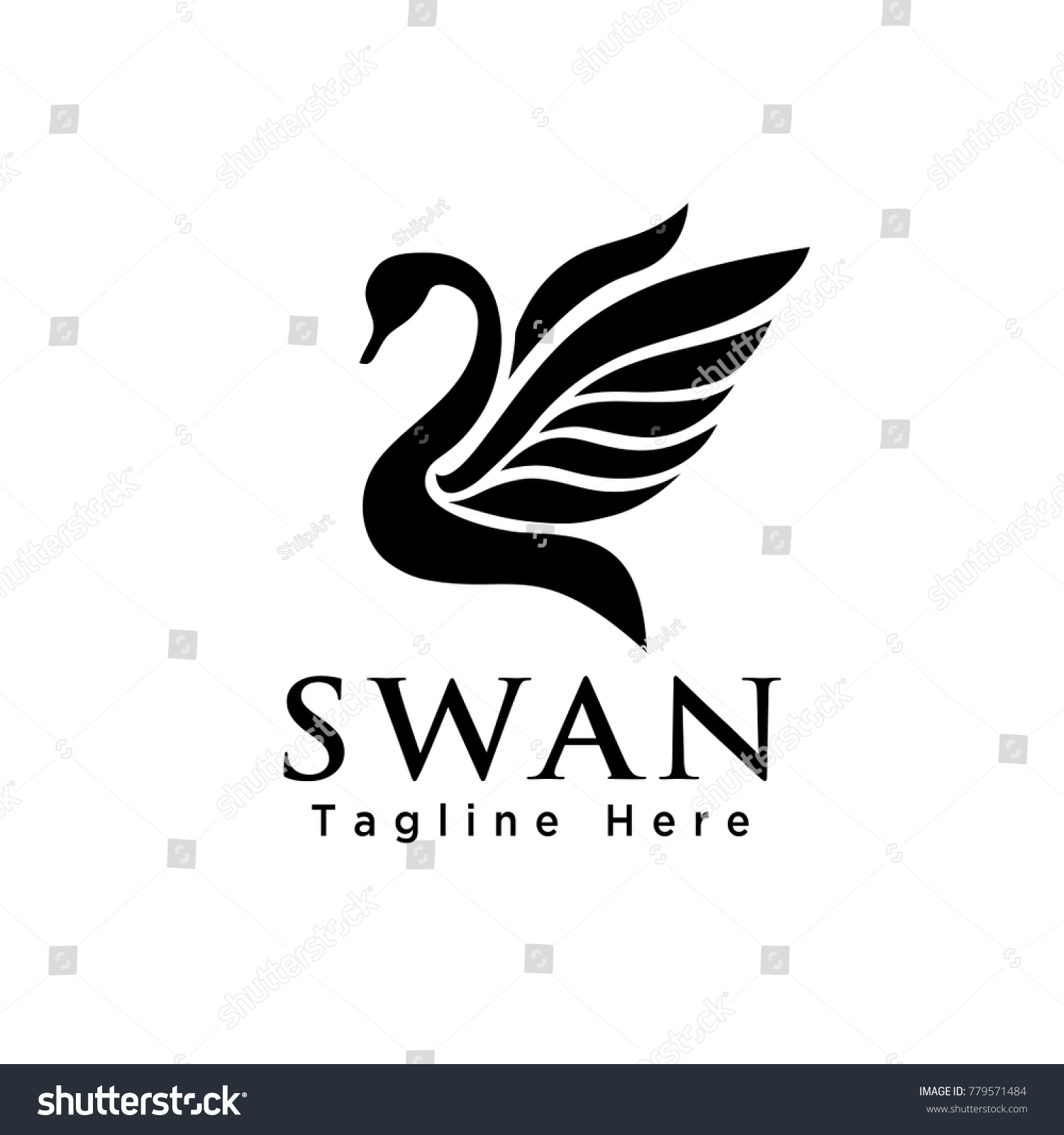 Abstract Swan Flying Wings Logo Stock Vector (Royalty Free) 779571484 ...