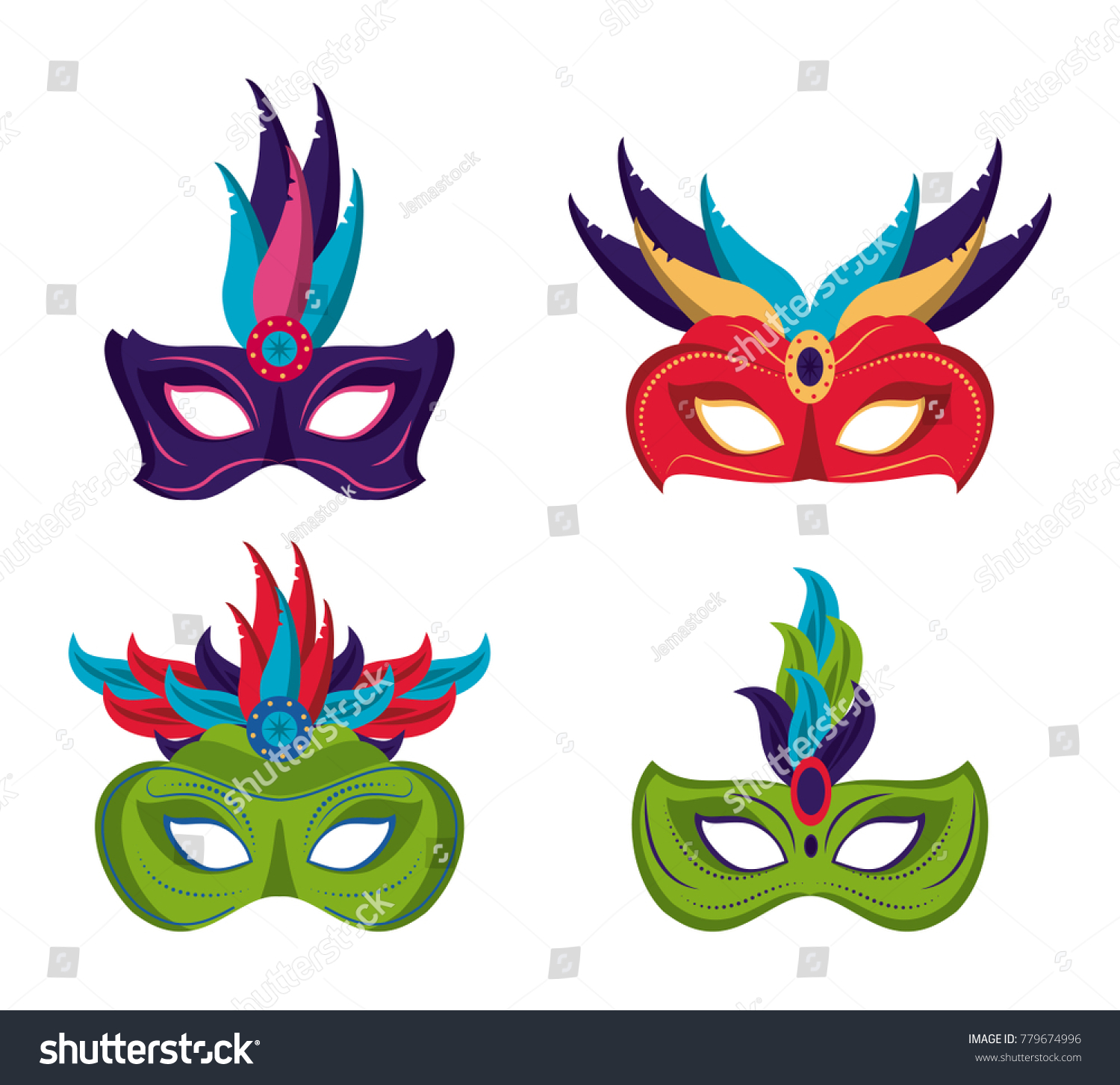 Mardi Gras Masks Icons Stock Vector (Royalty Free) 779674996 | Shutterstock