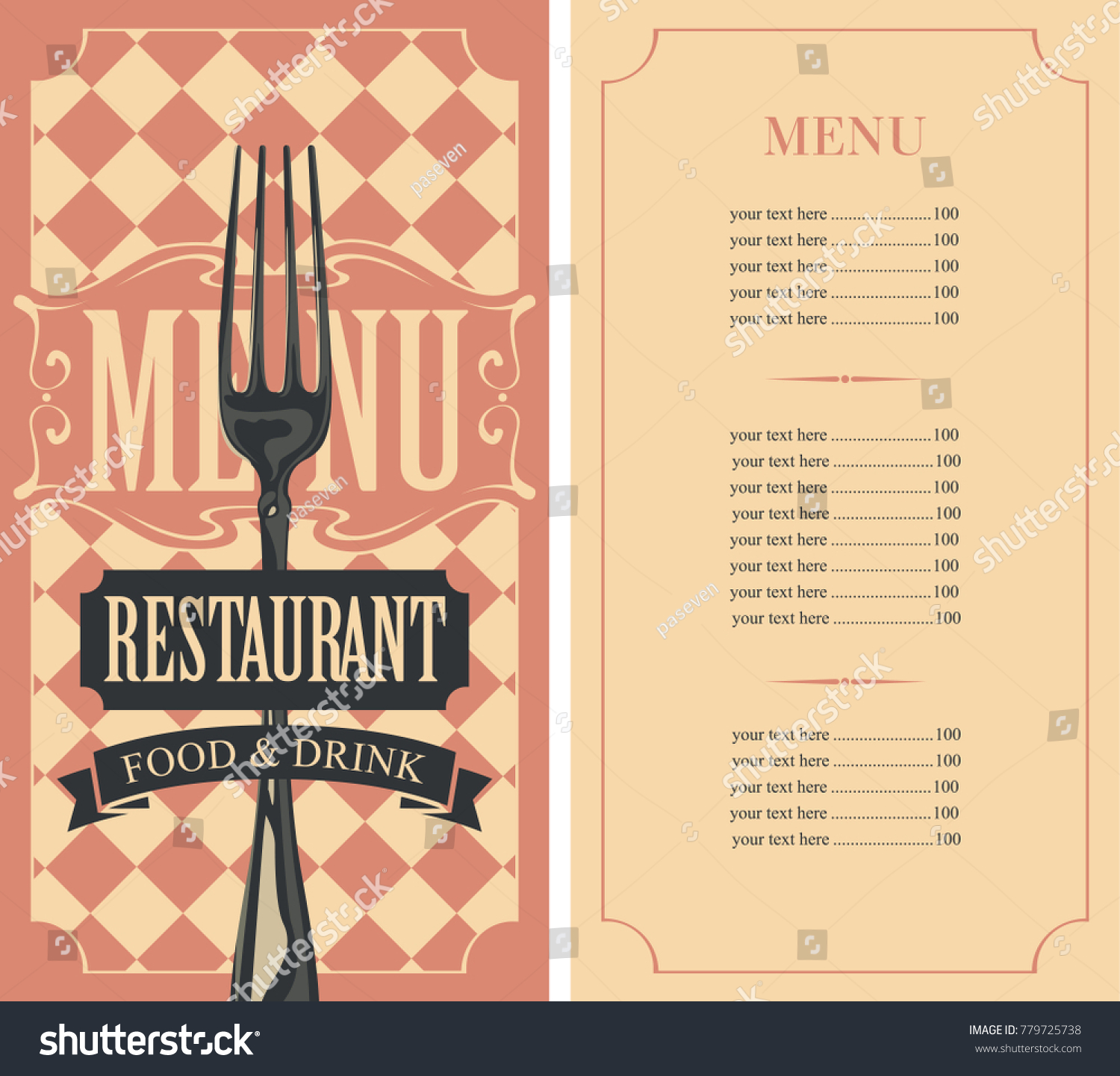 Vector Template Menu Restaurant Price List Stock Vector (Royalty Free ...