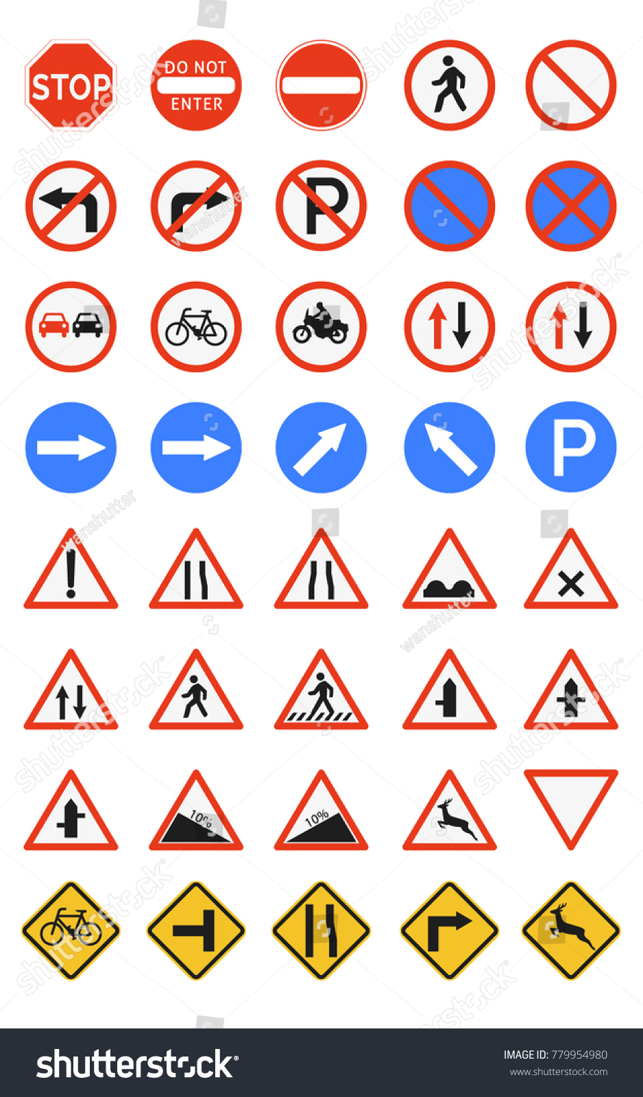 Road Signs Icon Collection Stock Vector (Royalty Free) 779954980 ...