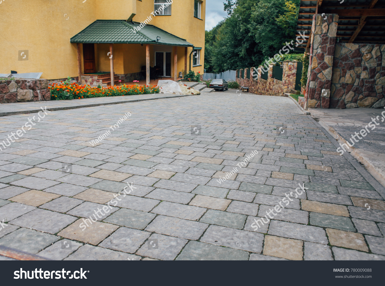 Perspective View Monotone Gray Brick Stone Stock Photo 780009088 ...