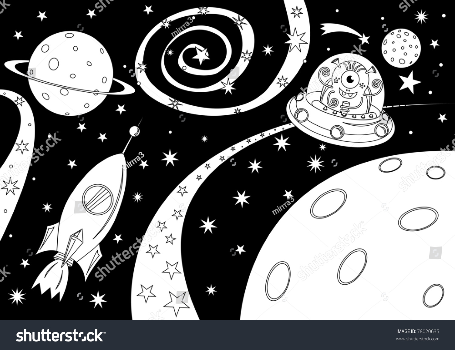 Рисунок на тему космос чб