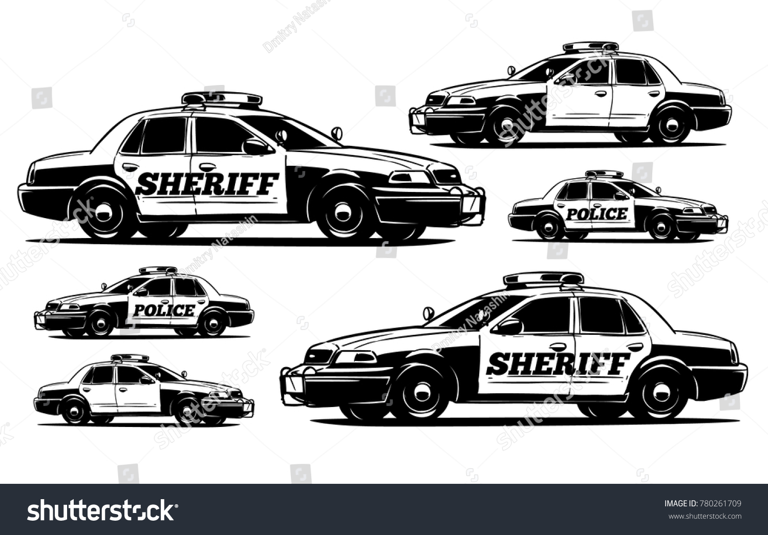 Police Interceptor Sheriffs Car Black White Stock Vector (Royalty Free ...