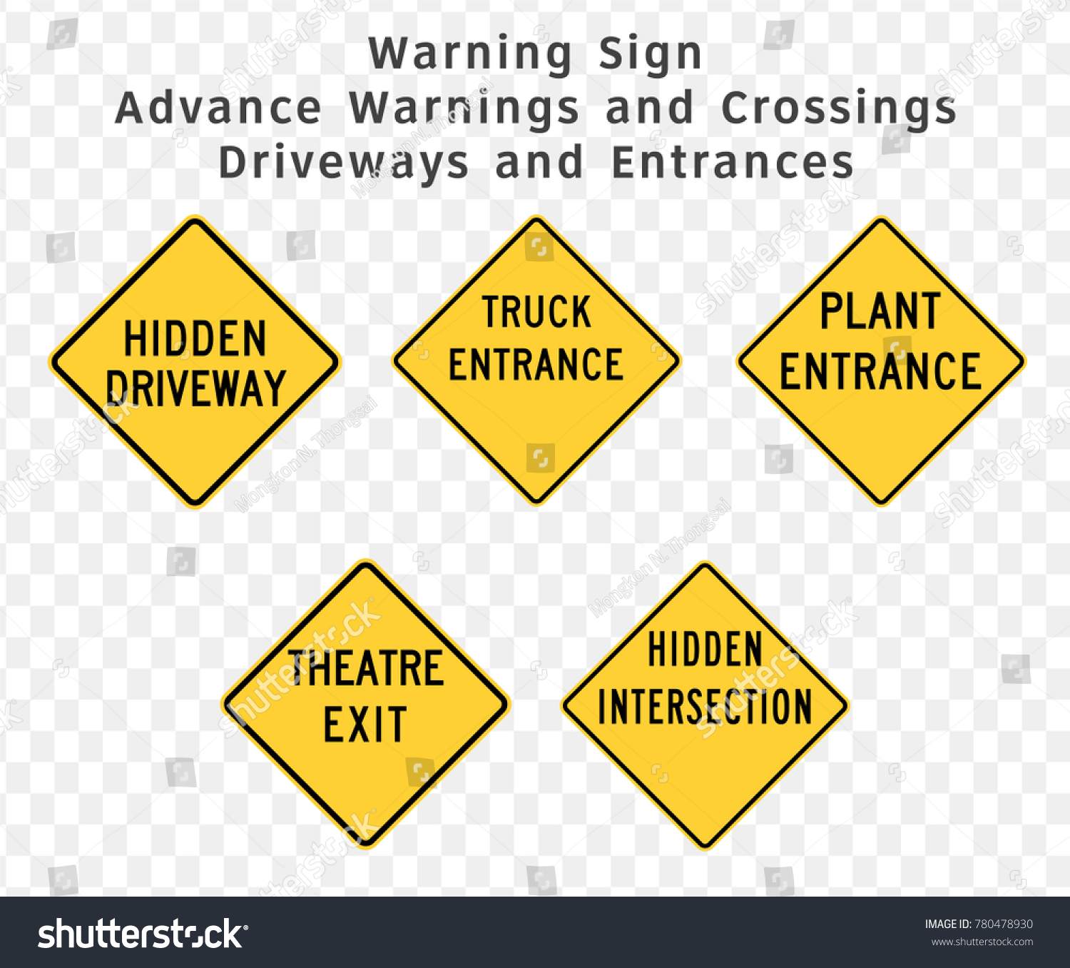 Road Sign Warning Advance Warnings Crossings Stock Vector (Royalty Free ...