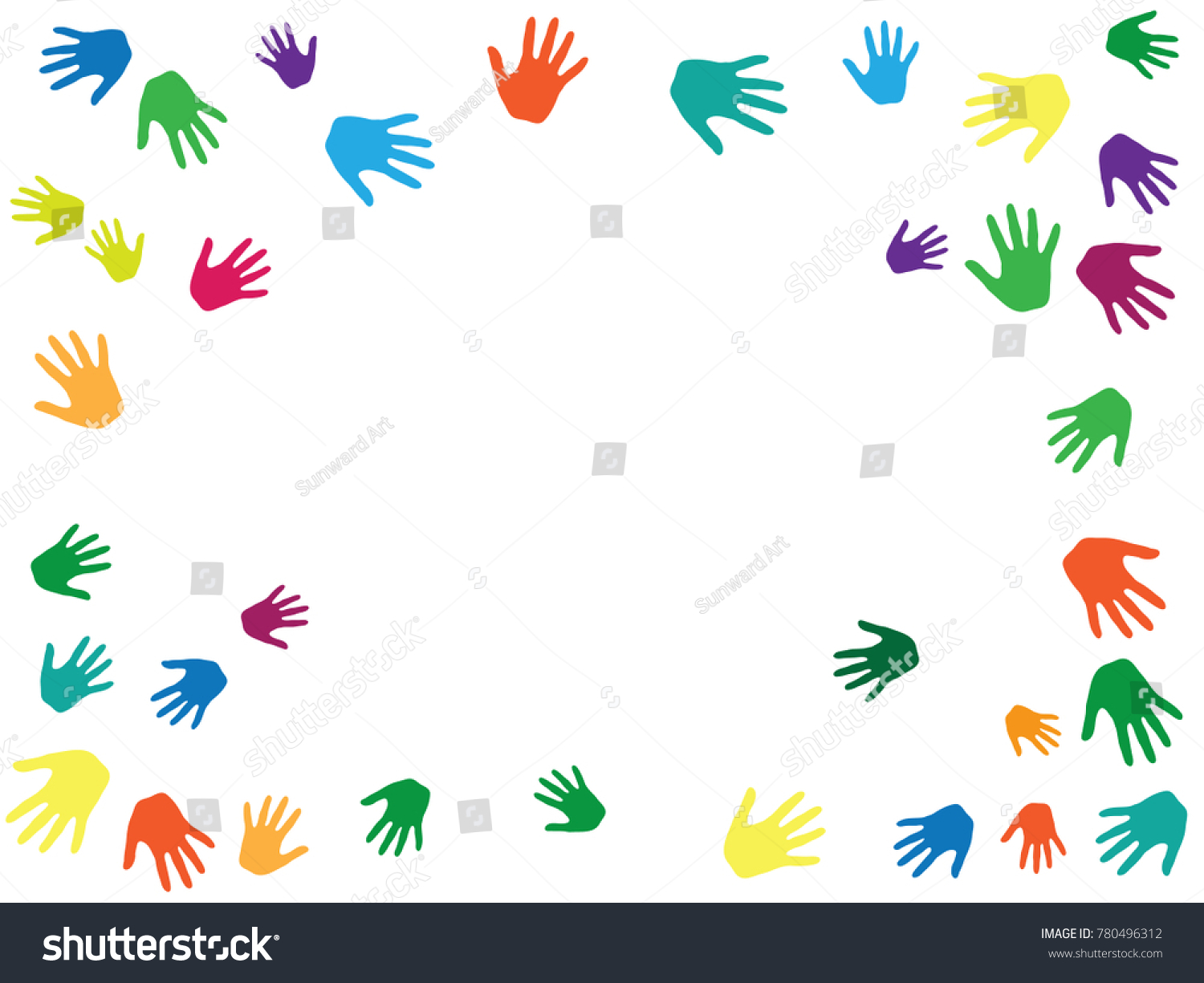 Hands Border Palms Frame Isolated On Stock Vector (Royalty Free ...