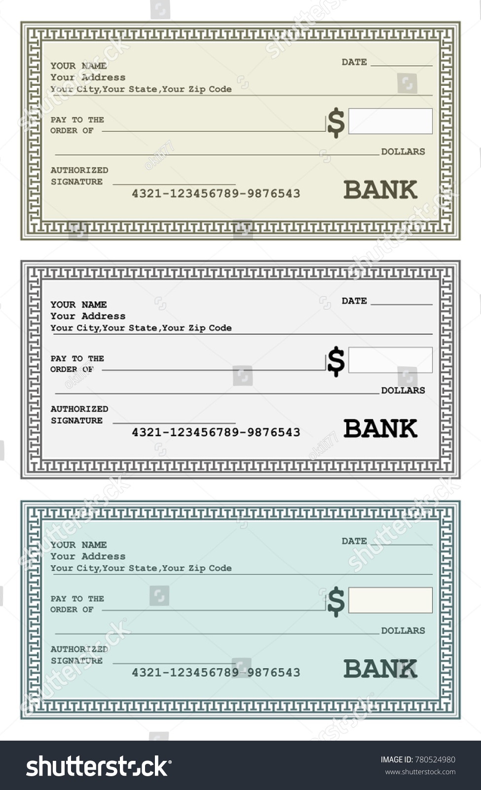 Bank Check Blank Stock Vector (Royalty Free) 780524980 | Shutterstock