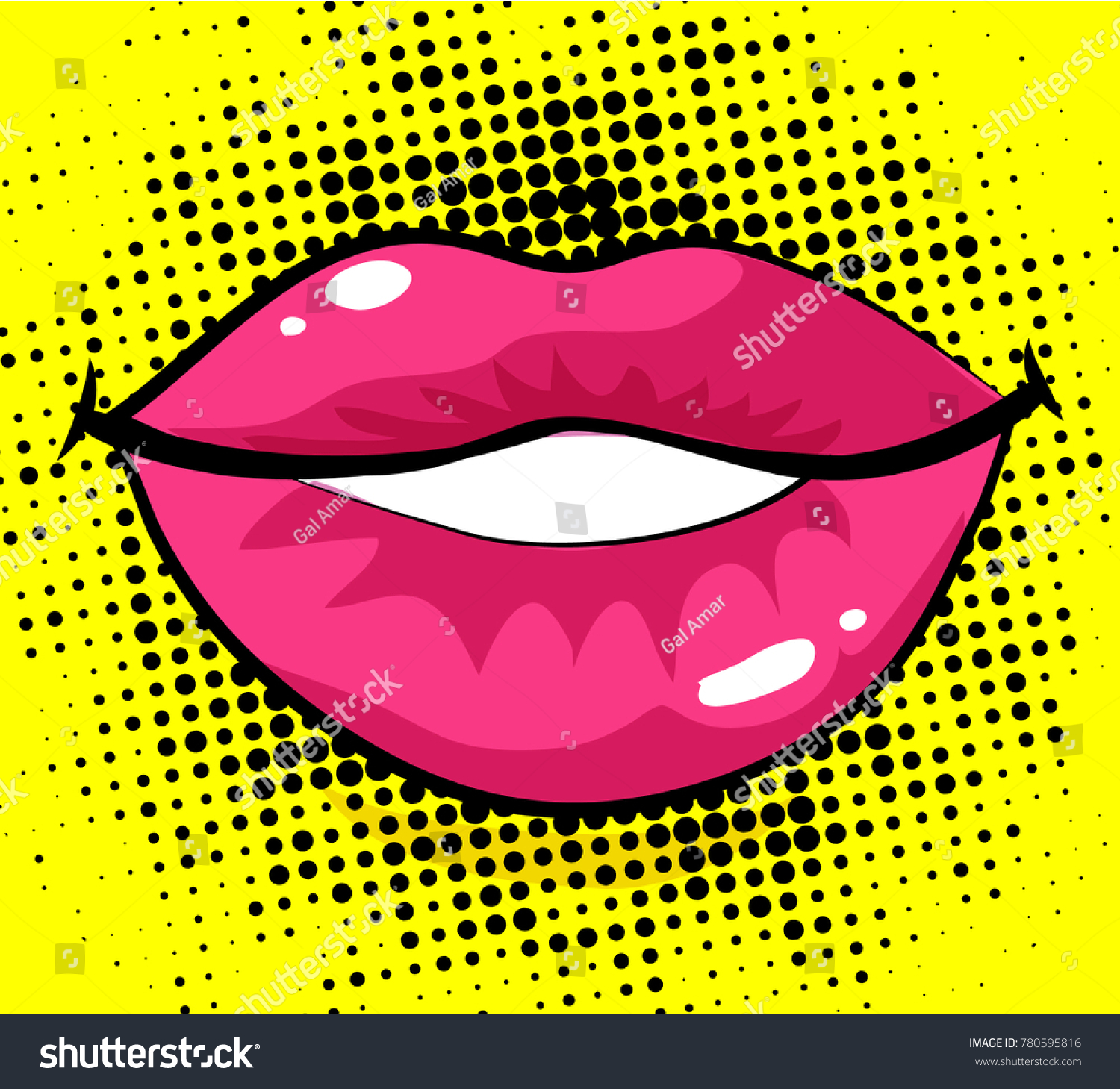 Pop Art Excited Woman Lips Dot Stock Vector (Royalty Free) 780595816 ...