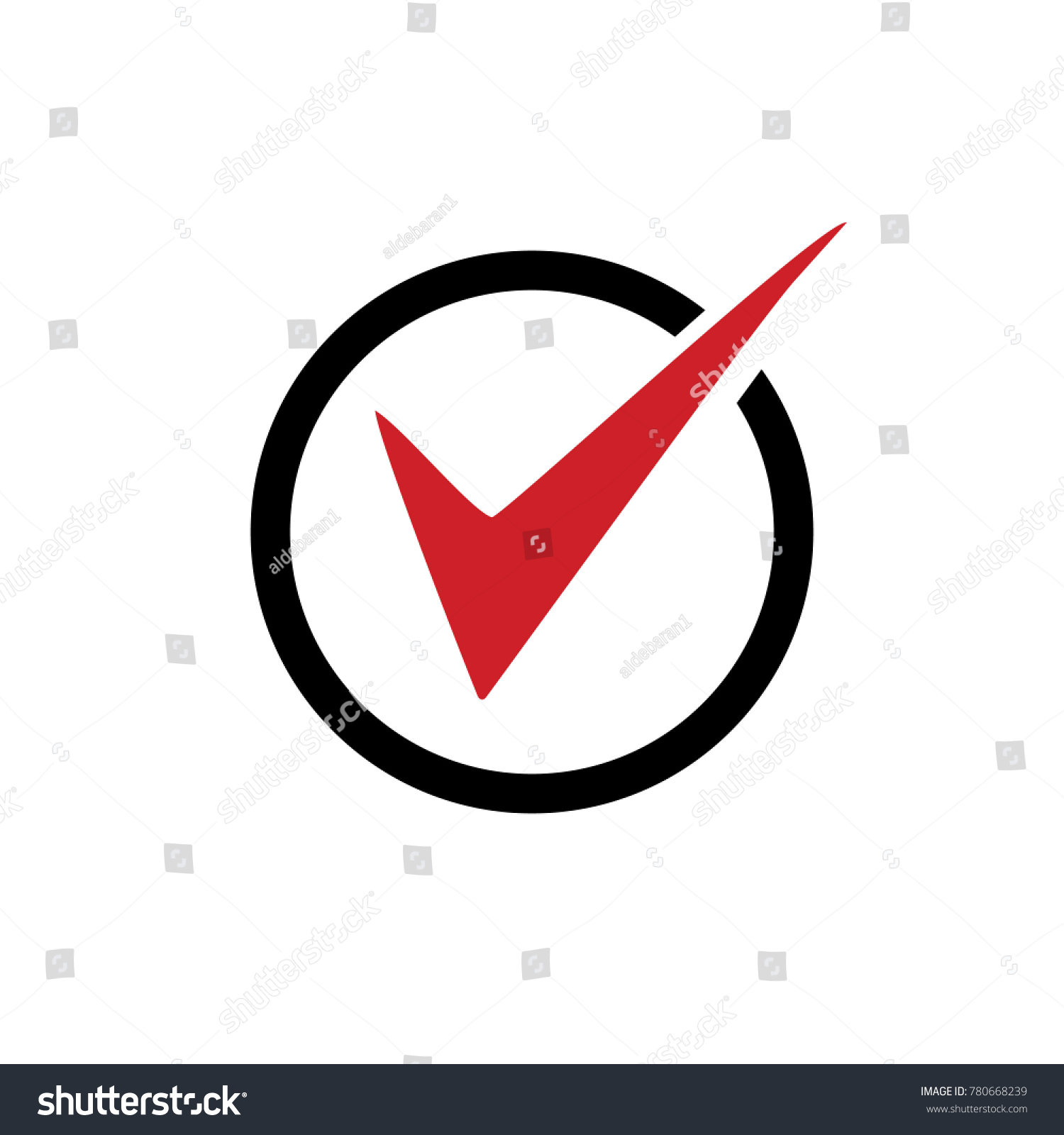 Red Check Mark Icon Black Circle Stock Vector (Royalty Free) 780668239 ...