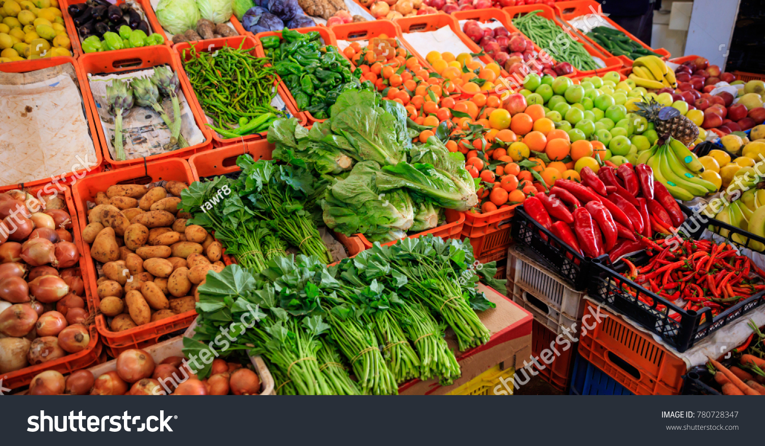 Variety Fresh Vegetables Fruits Sale Market Stock Photo 780728347 ...