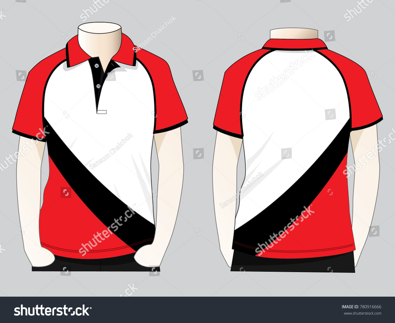 Sport Raglan Polo Shirt Design Redwhiteblack Stock Vector (Royalty Free ...