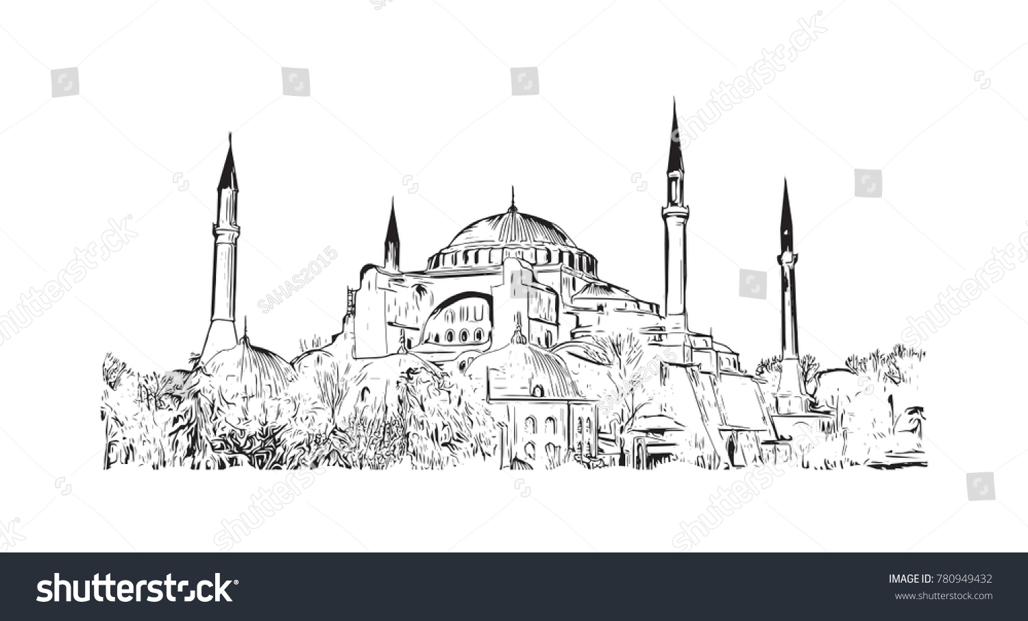 Мечеть Айя София в Стамбуле рисунок