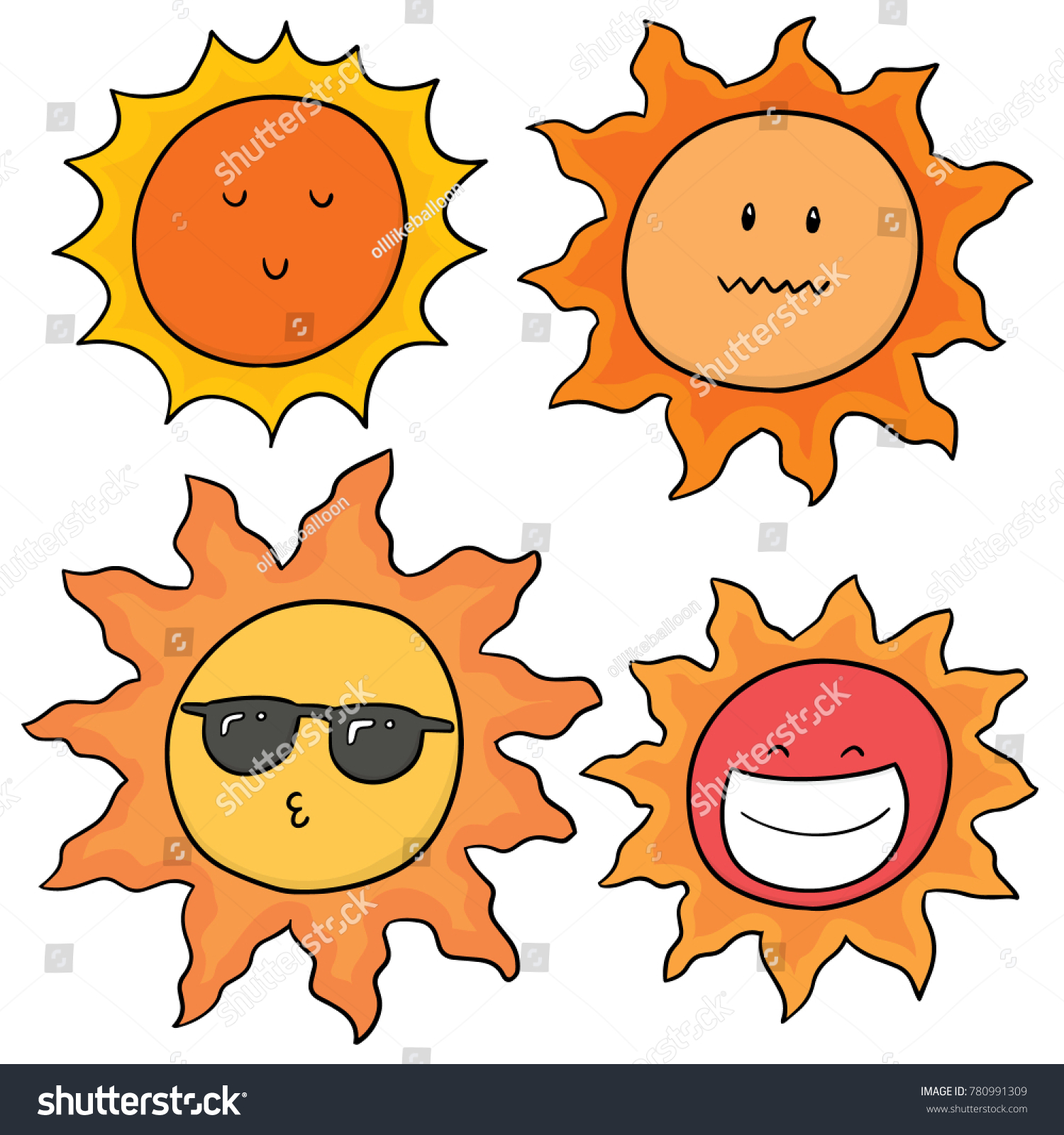 Vector Set Suns Stock Vector (Royalty Free) 780991309 | Shutterstock