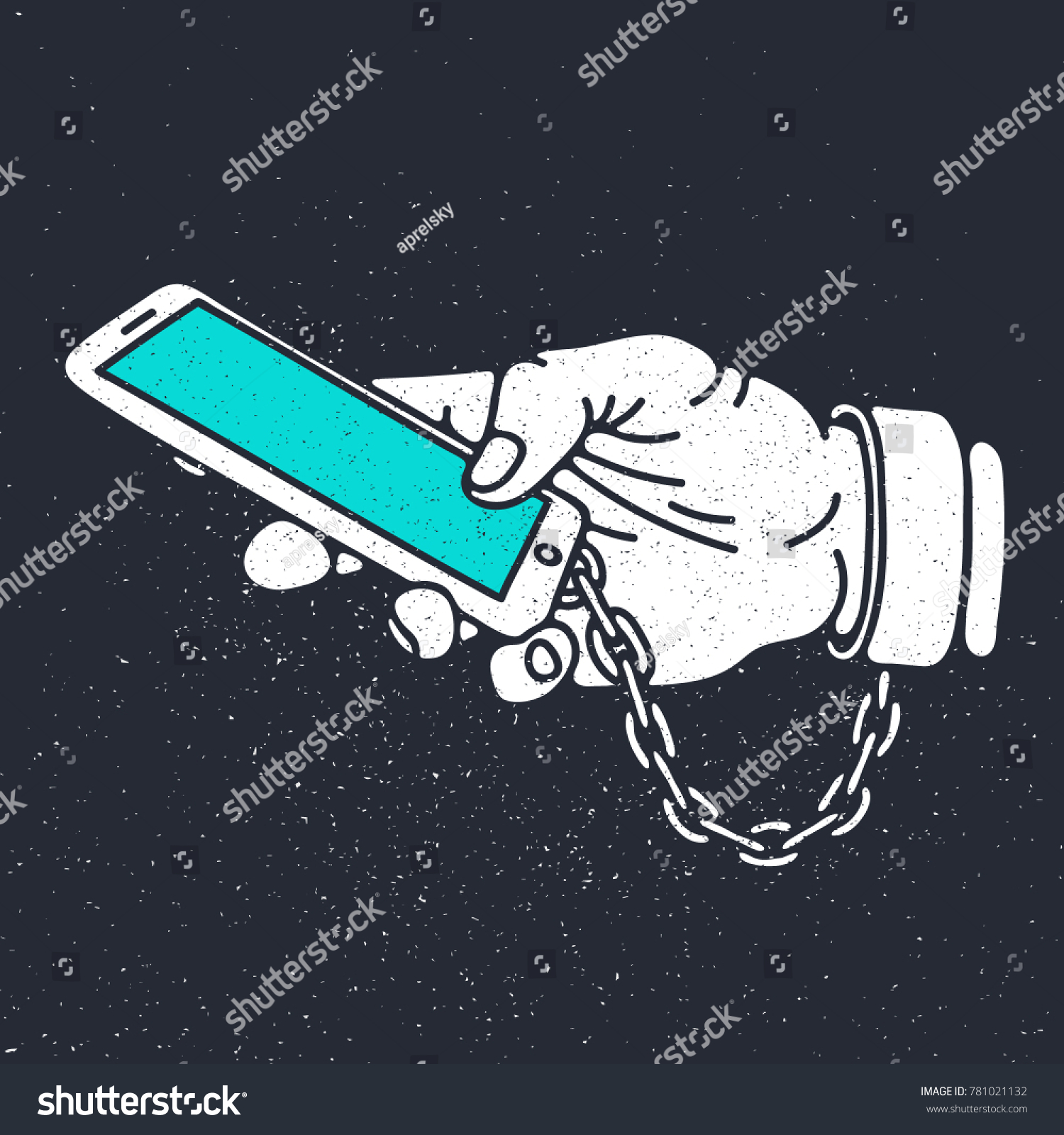 Smartphone Addictionhand Chained Smartphone Vector Illustration Stock ...
