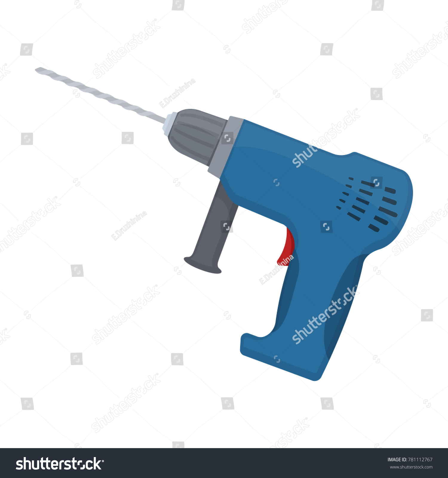 Drill On White Background Cartoon Illustration Stock Illustration ...