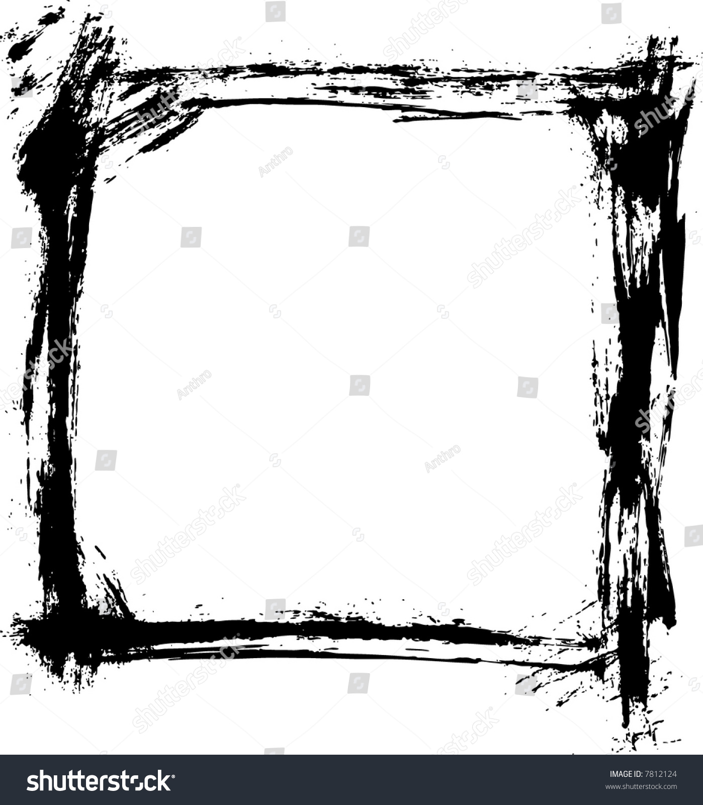 Grunge Border Frame Painted Brush Strokes: стоковая векторная графика (без ...
