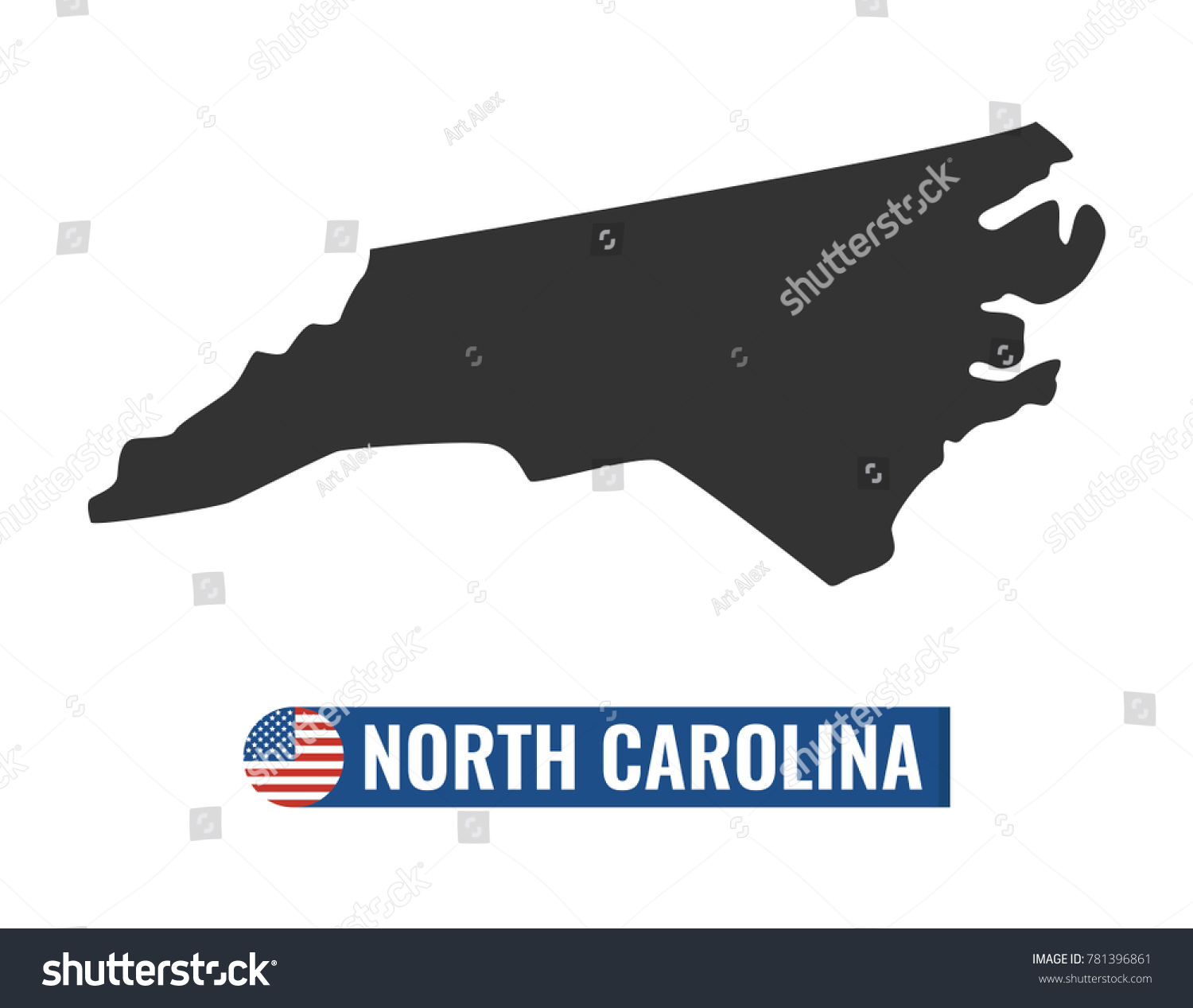 North Carolina Map Isolated On White Stock Vector (Royalty Free ...