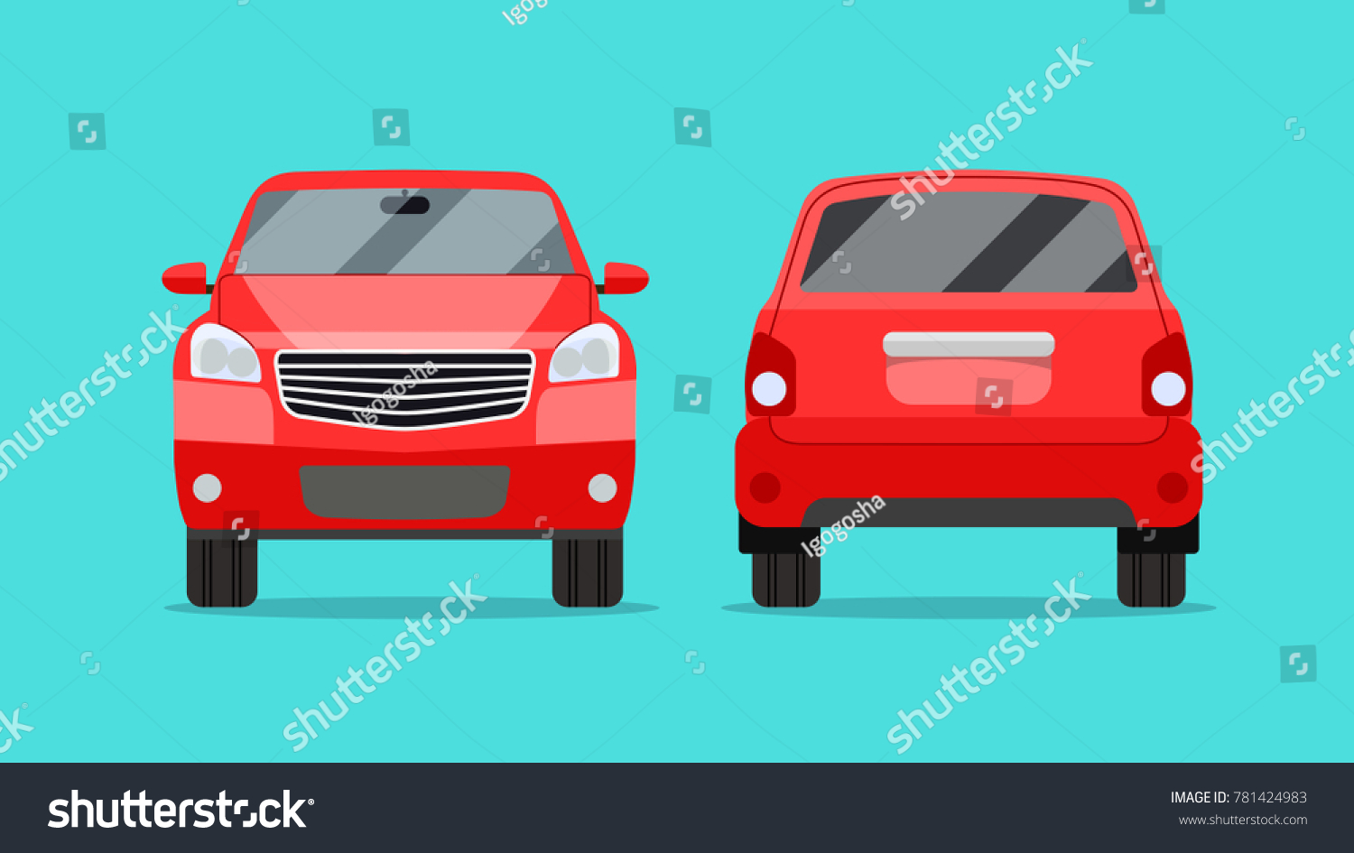 Red Car Two Angle Set Car Stock Vector (Royalty Free) 781424983 ...