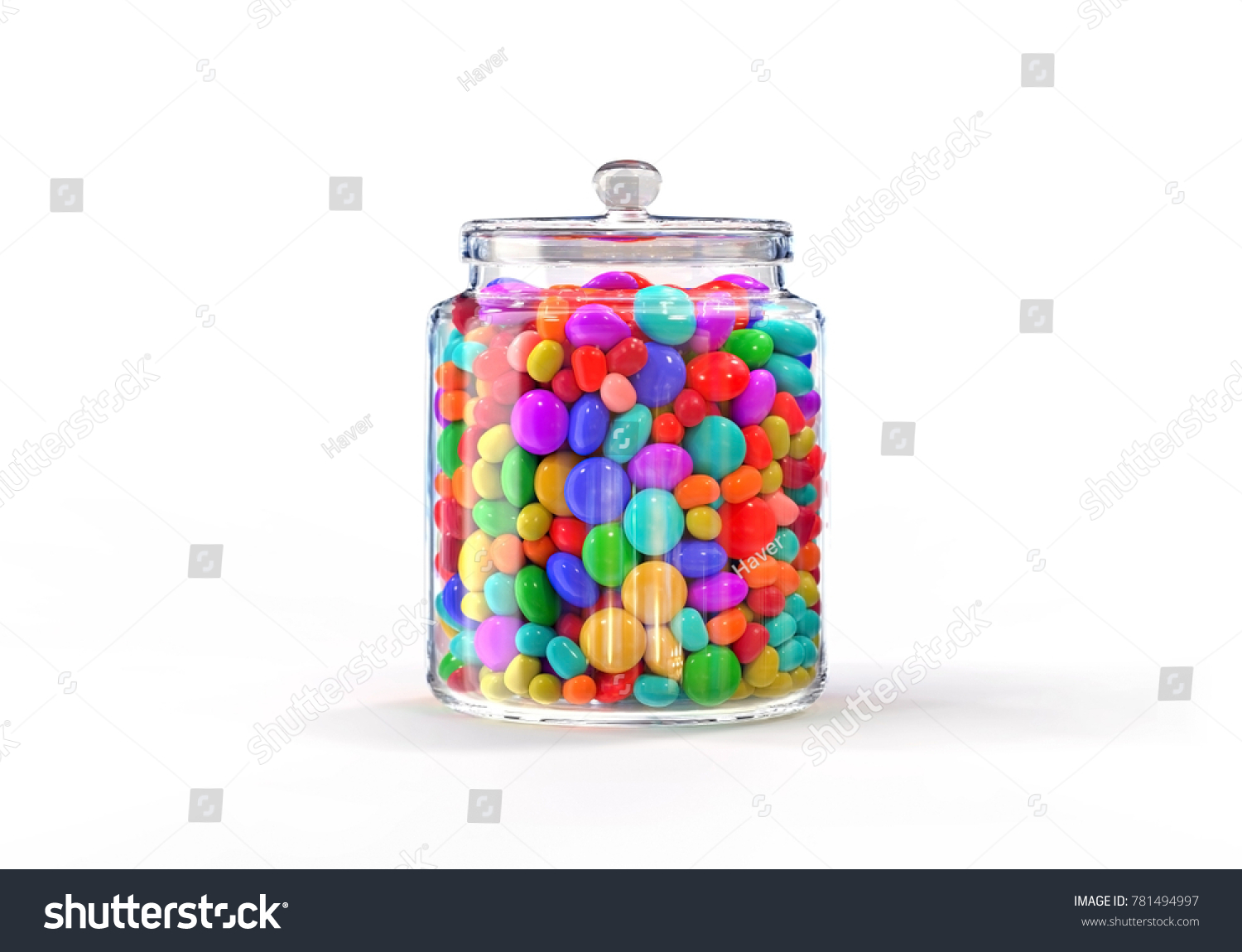 Candies Jar Multicolored On White Background Stock Illustration