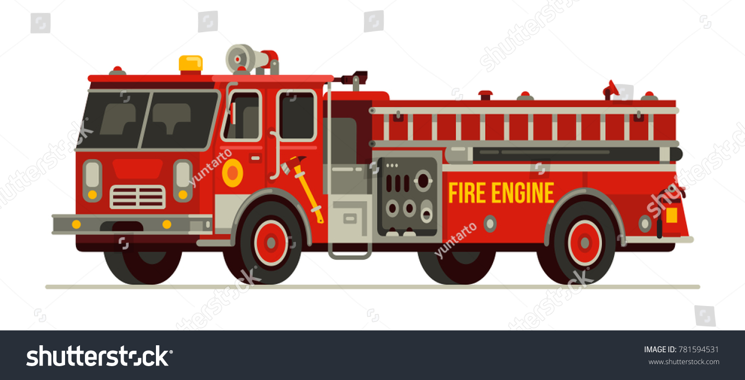 Red Fire Truck Emergency Vehicle Modern Stock Vector (Royalty Free ...