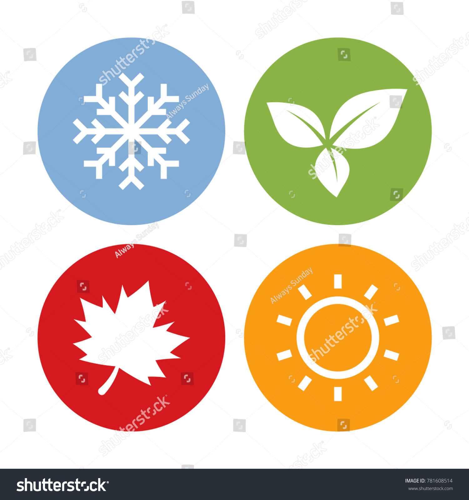 Colorful Season Icons Winter Spring Summer Stock Vector (Royalty Free ...