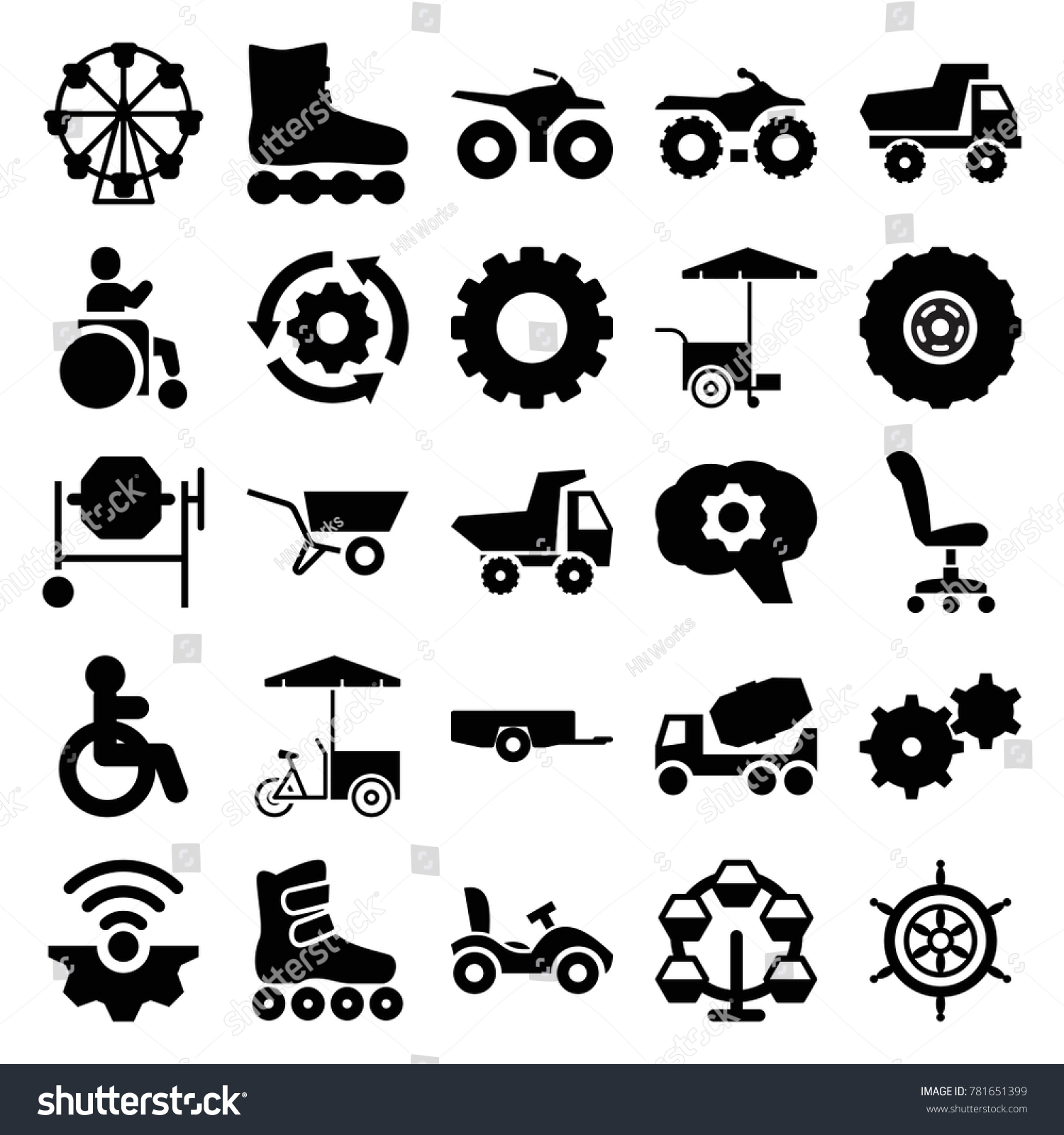 Wheel Icons Set 25 Editable Filled Stock Vector (Royalty Free ...