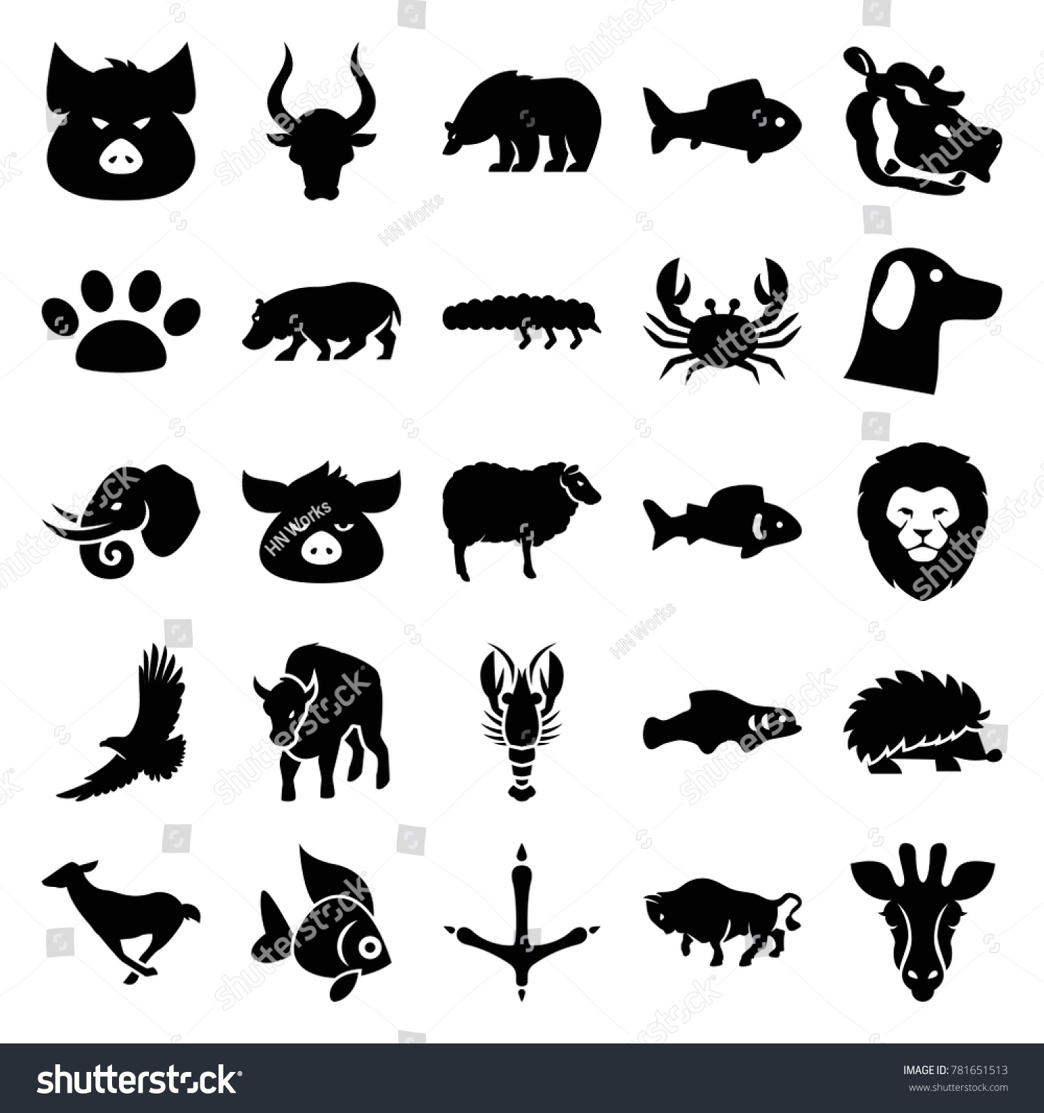 Wildlife Icons Set 25 Editable Filled Stock Vector (Royalty Free ...