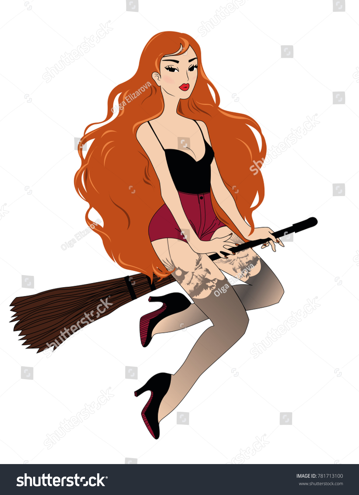 Red Hair Witch Stock Vector Royalty Free 781713100 Shutterstock 1349