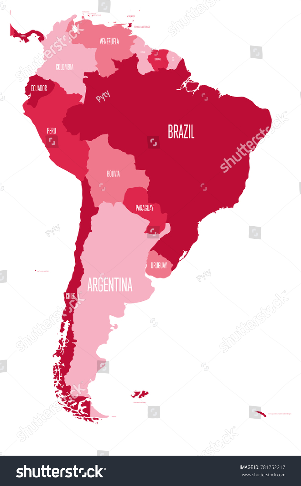 Political Map South America Simple Flat Stock Vector Royalty Free 781752217 Shutterstock 2311