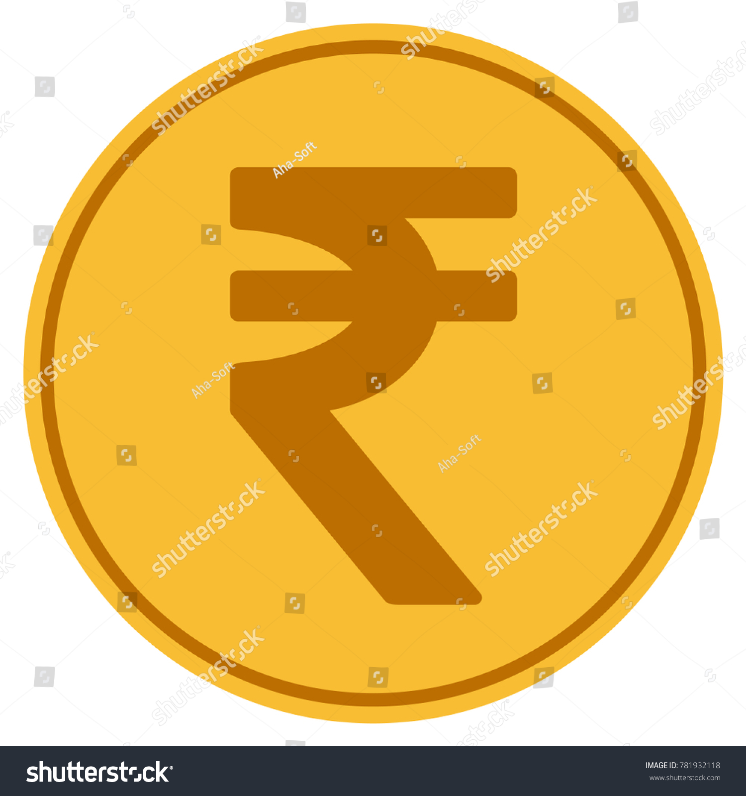 Indian Rupee Golden Coin Icon Vector Stock Vector (Royalty Free ...