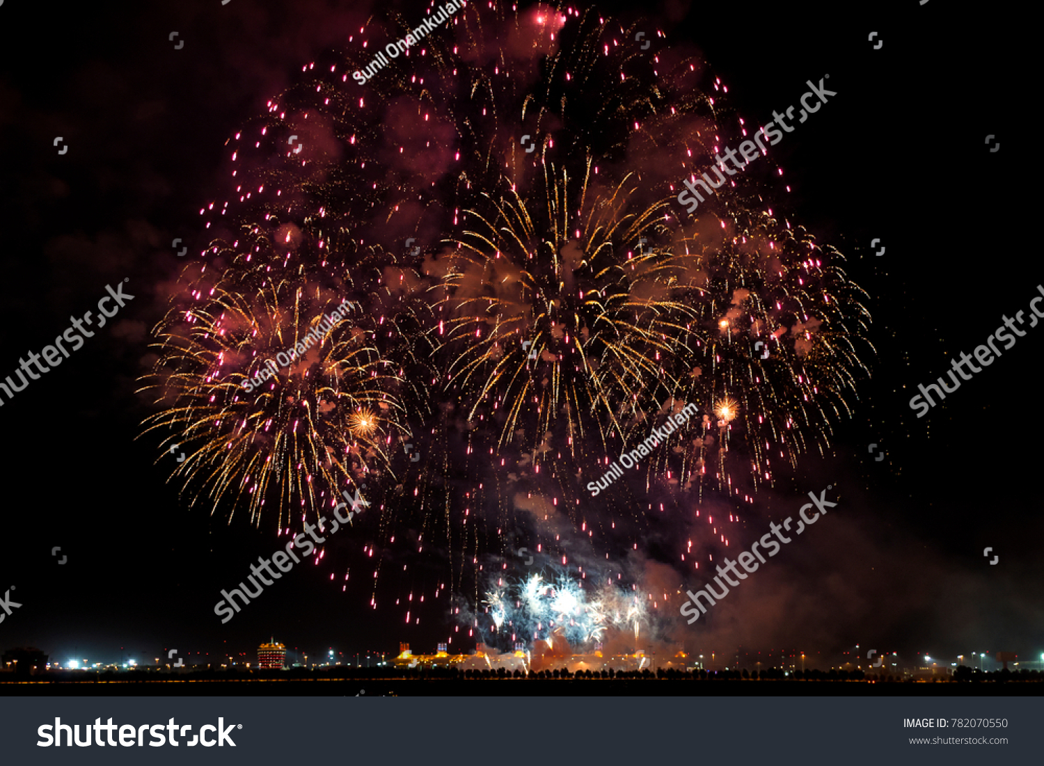 Beautiful Fire Works Bahrain International Circuit Stock Photo ...