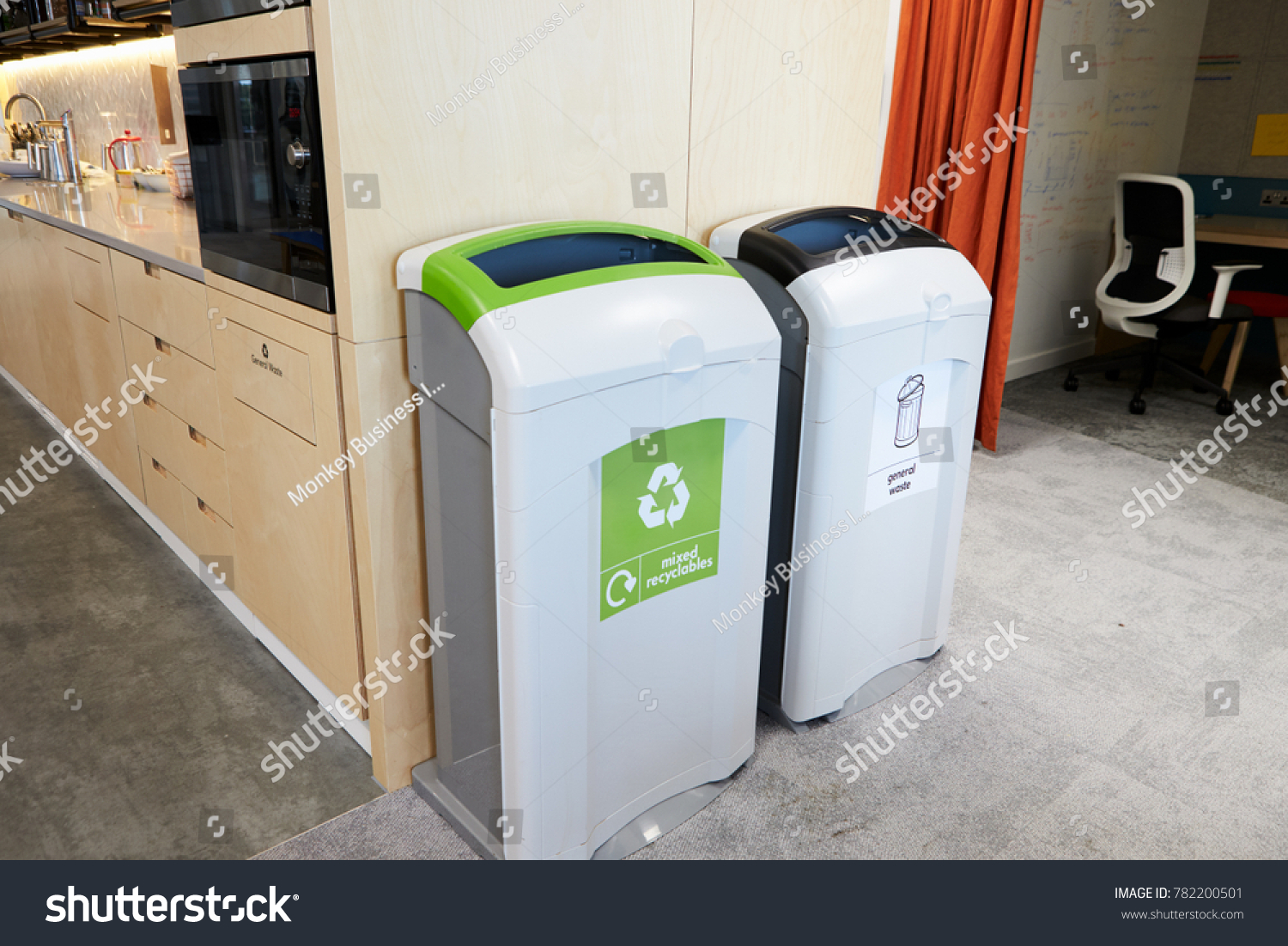 Recycling Bins Modern Office Kitchen Stock Photo 782200501 Shutterstock   Stock Photo Recycling Bins In A Modern Office Kitchen 782200501 