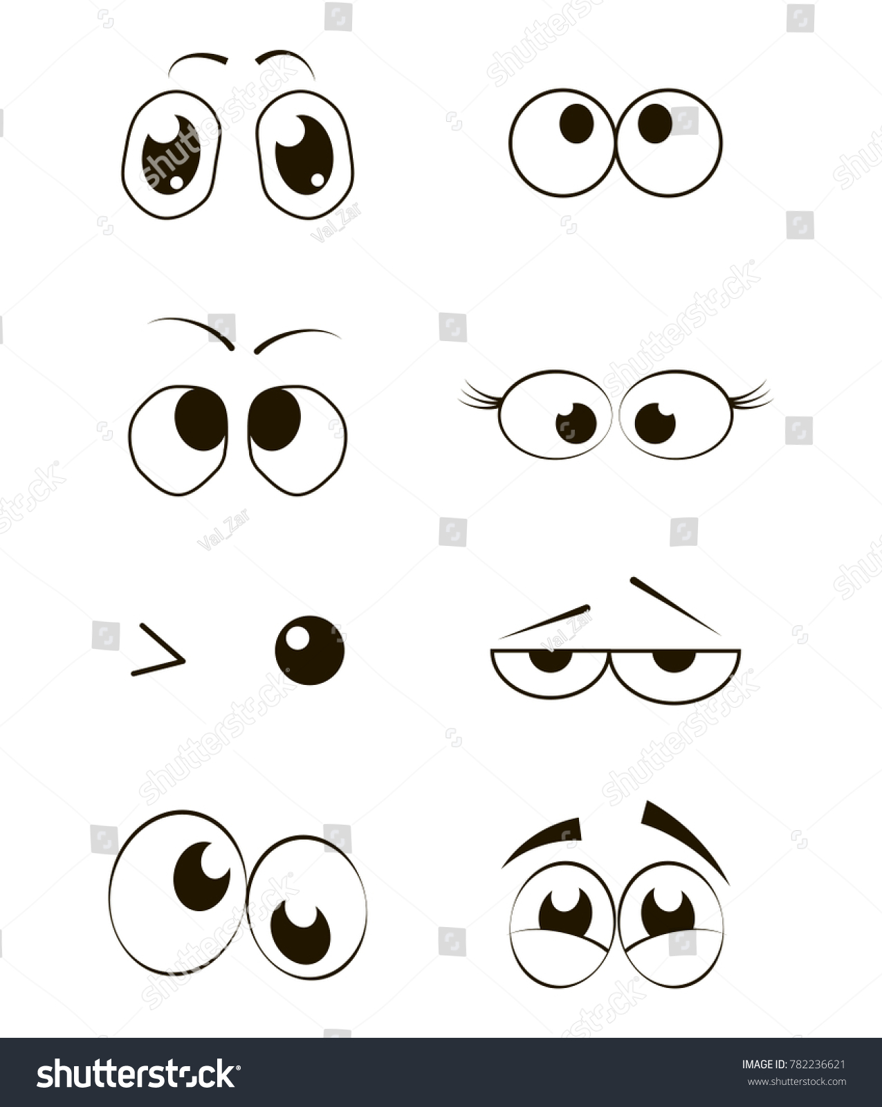 Cartoon Funny Eyes Collection Vector Illustration Stock Vector (Royalty ...