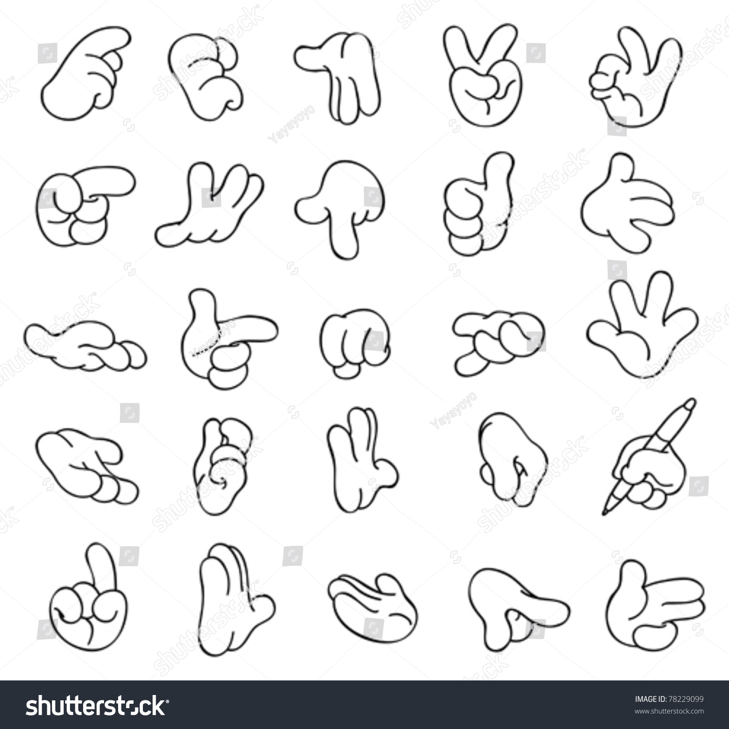 Set Outlined Cartoon Hands Stock Vector (Royalty Free) 78229099 ...