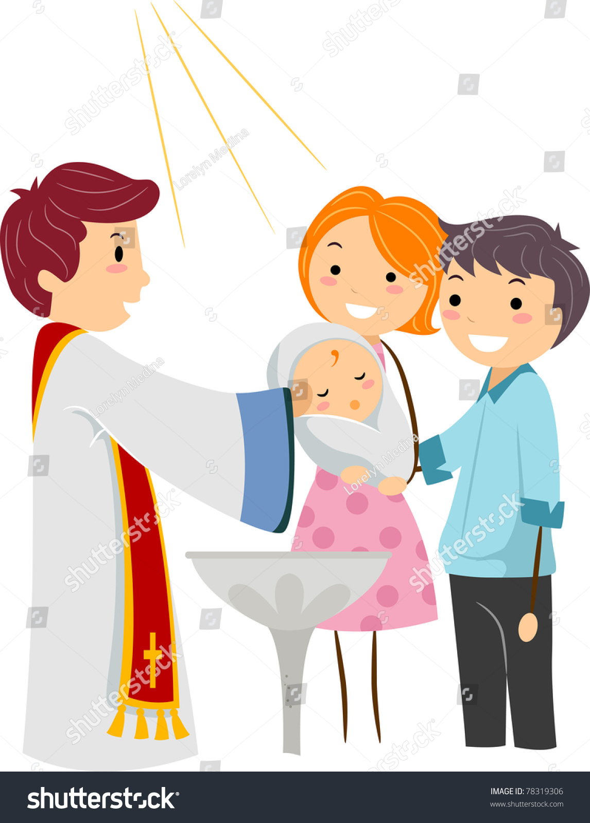 Illustration Priest Baptizing Child Stock Vector (Royalty Free ...