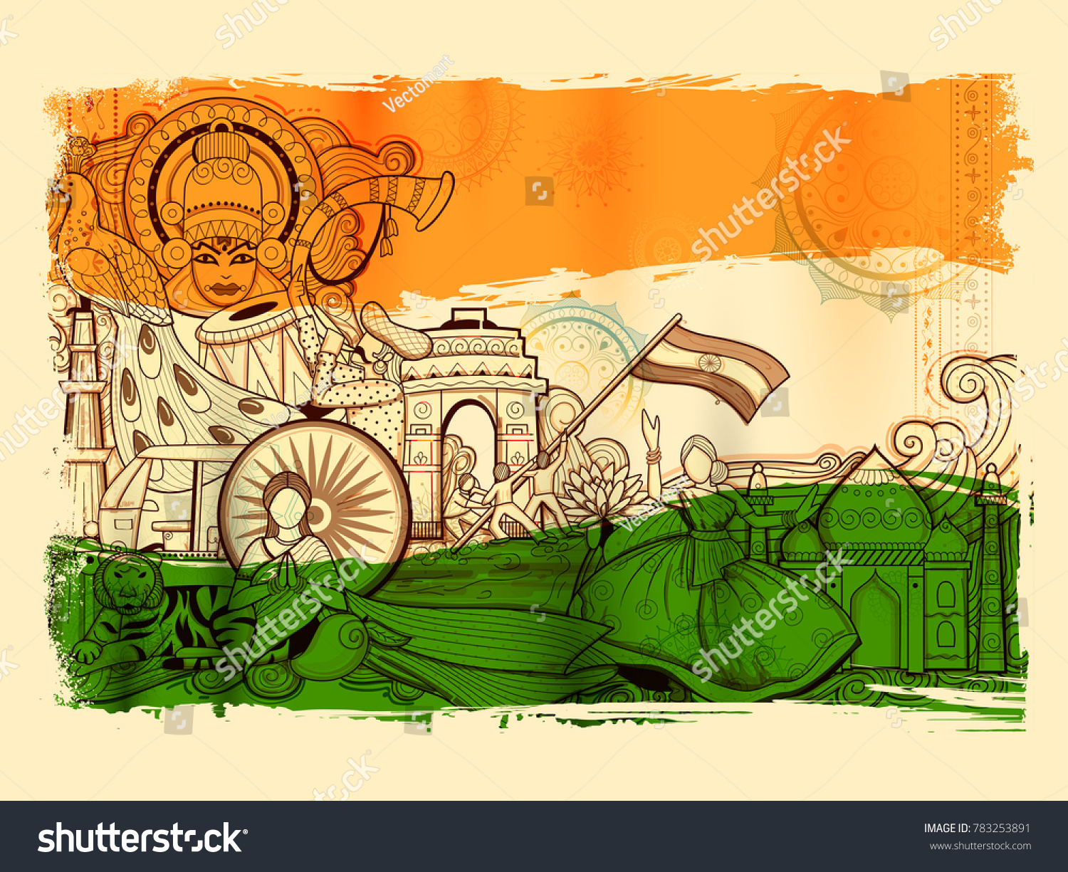 Illustration India Background Showing Incredible Culture Stock Vector ...