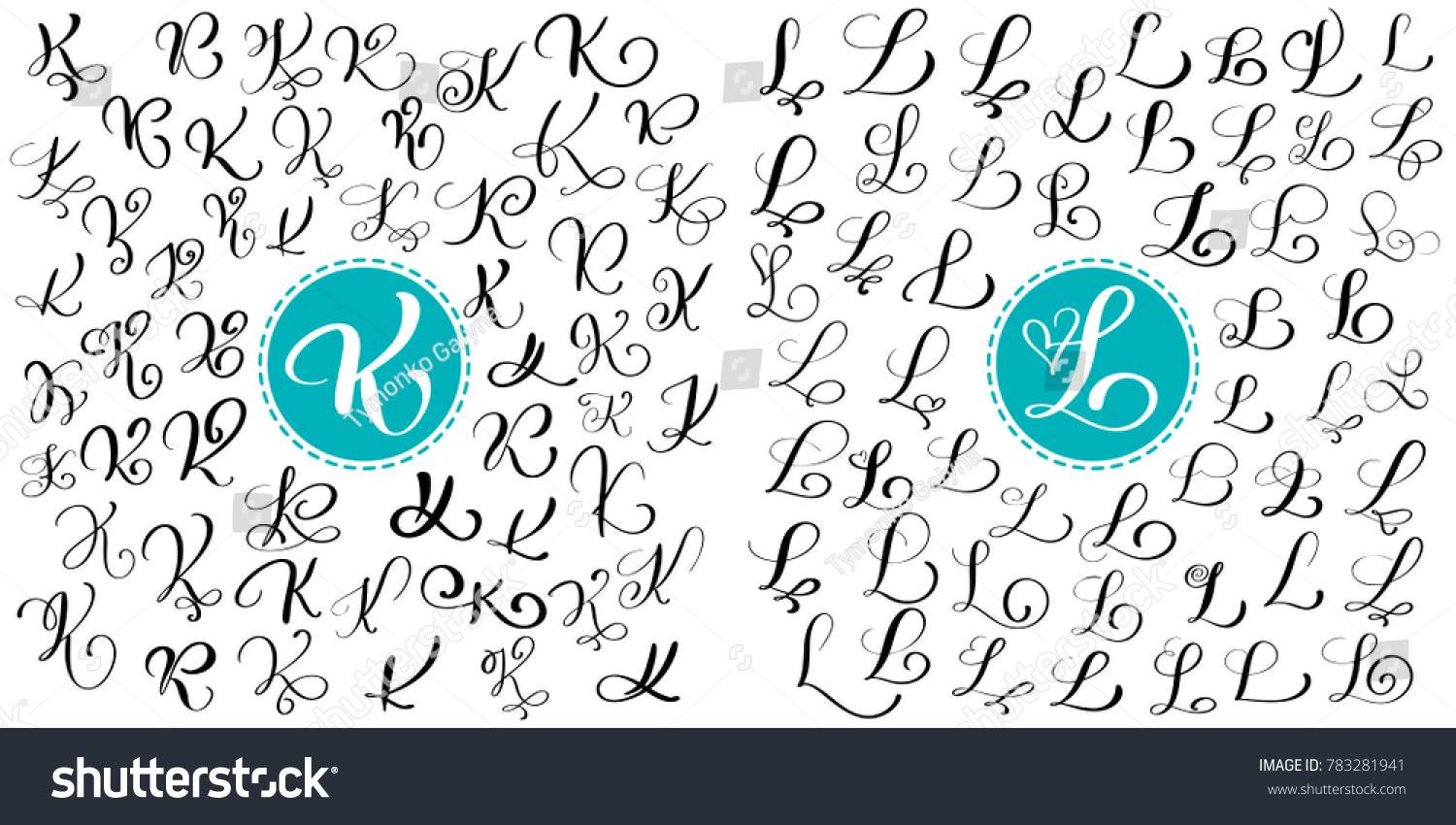 Set Letters K L Hand Drawn Stock Illustration 783281941 | Shutterstock