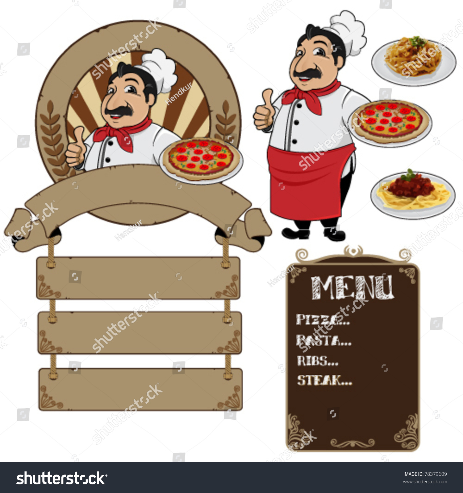 Stock Vector Italian Chef On A White Background 78379609 