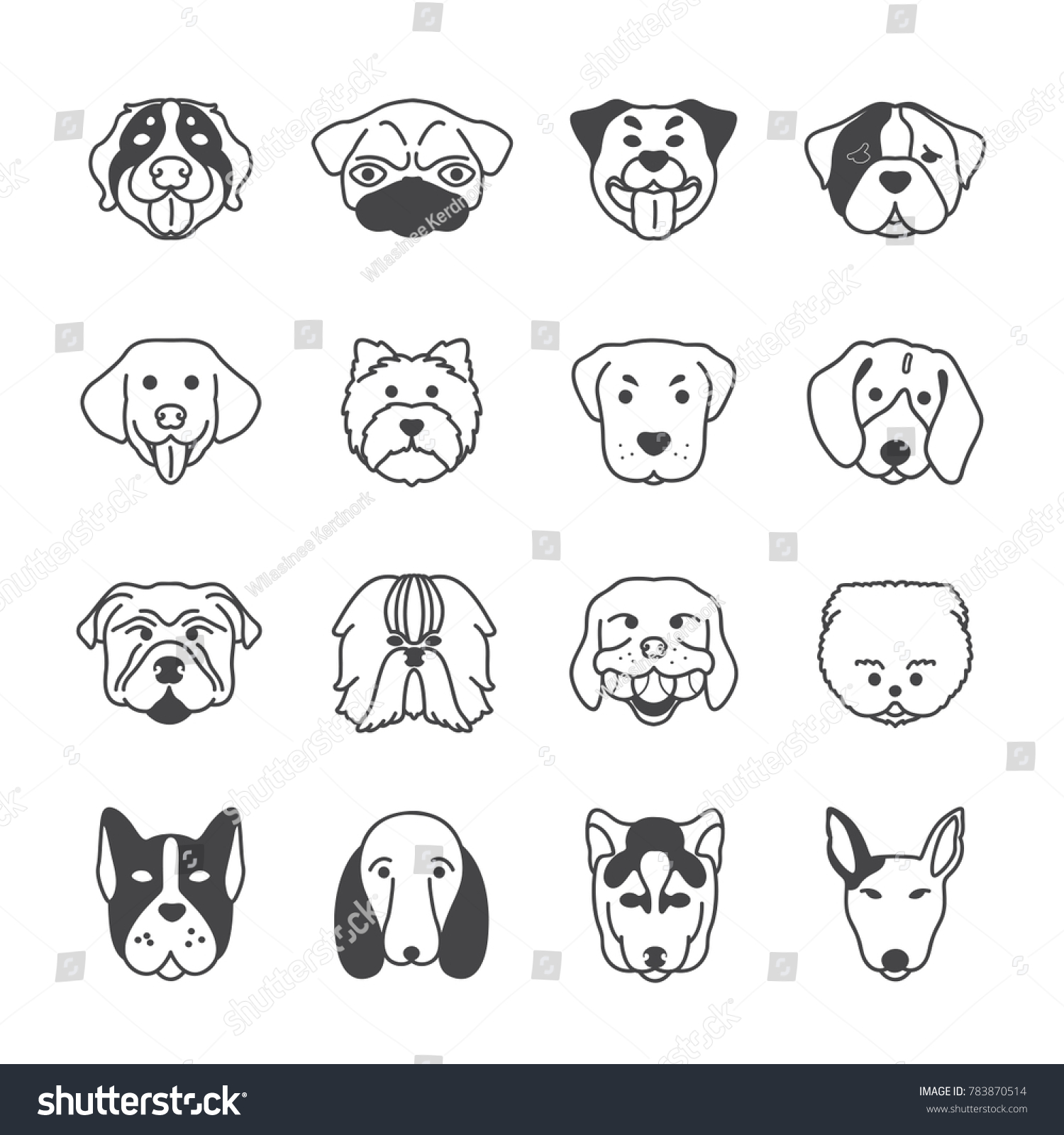 Collection Dog Faces Icon Vector Design Stock Vector (Royalty Free ...